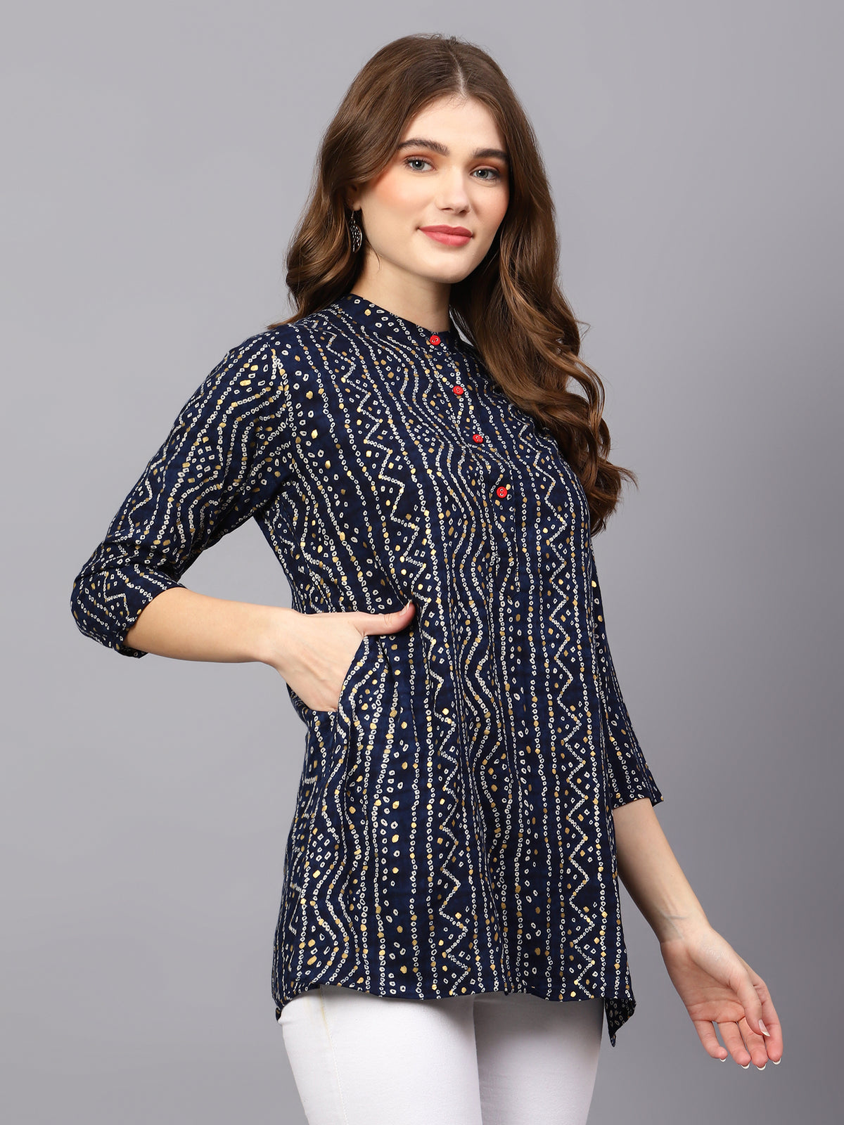 Blue Bandhani Print Tunic