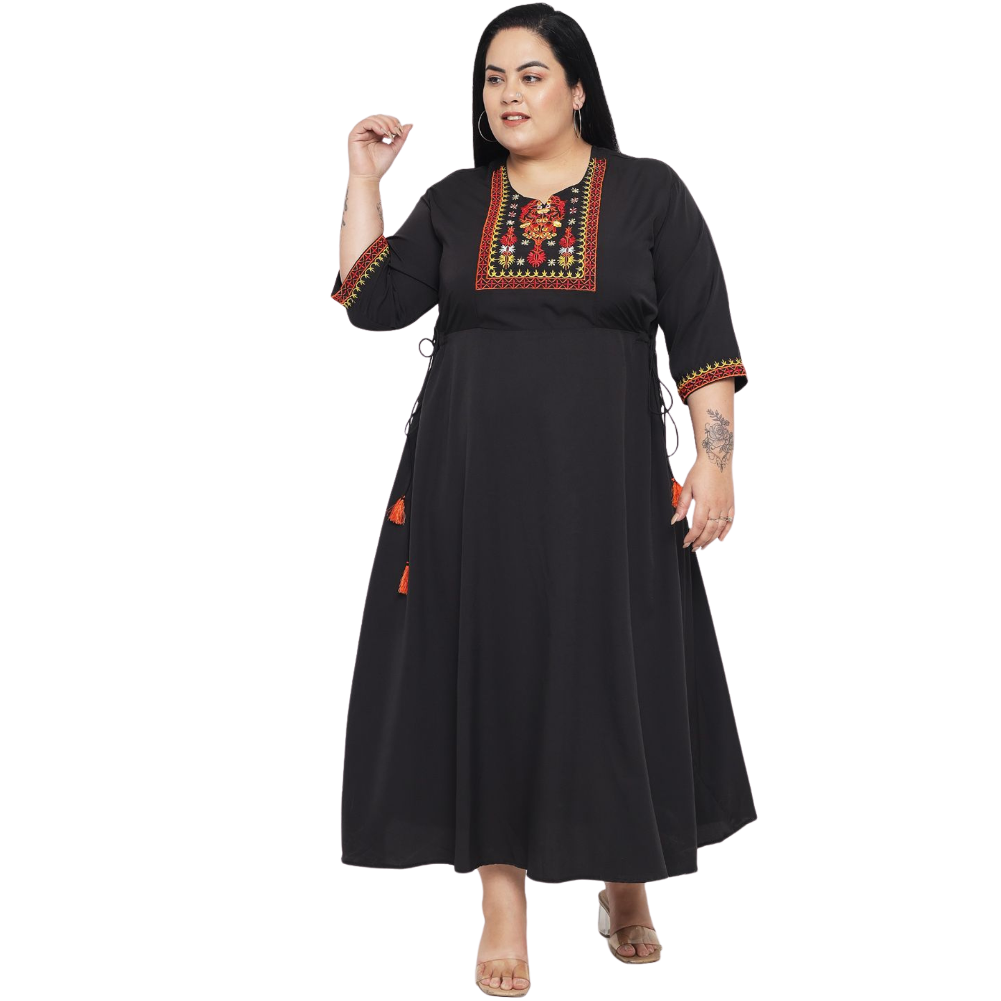 Black Embroidered Plus Size Dress