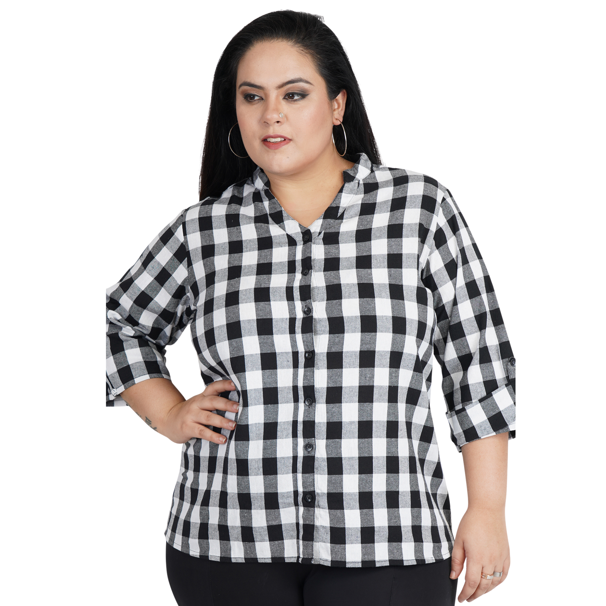 Black Checkered Plus Size Shirt