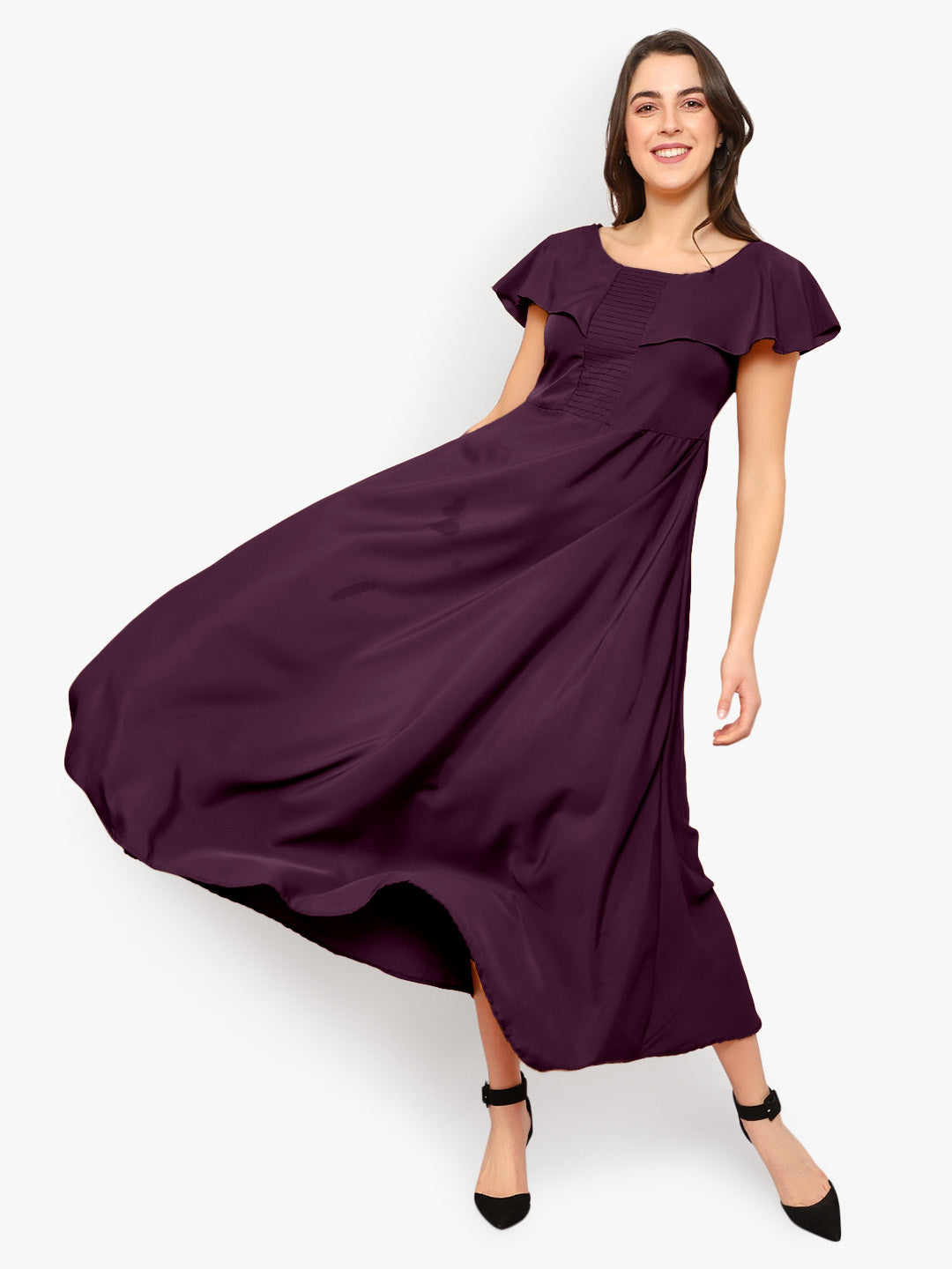 Purple Solid Maxi Dress