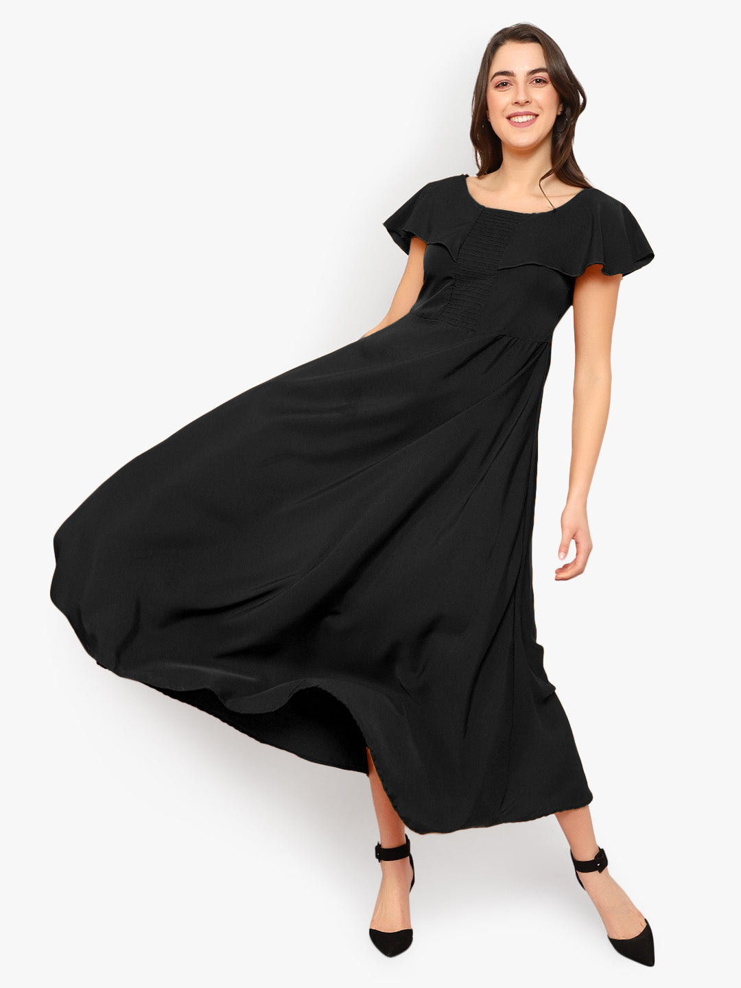 Black Solid Maxi Dress