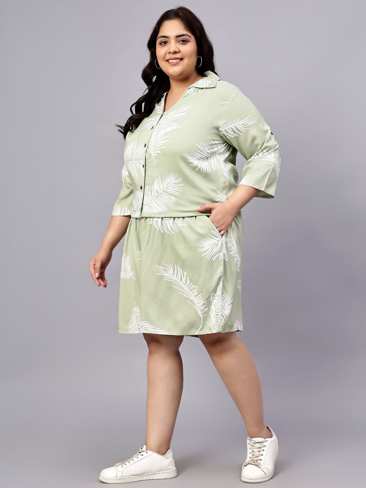 Green Leaf Shirt And Short Set