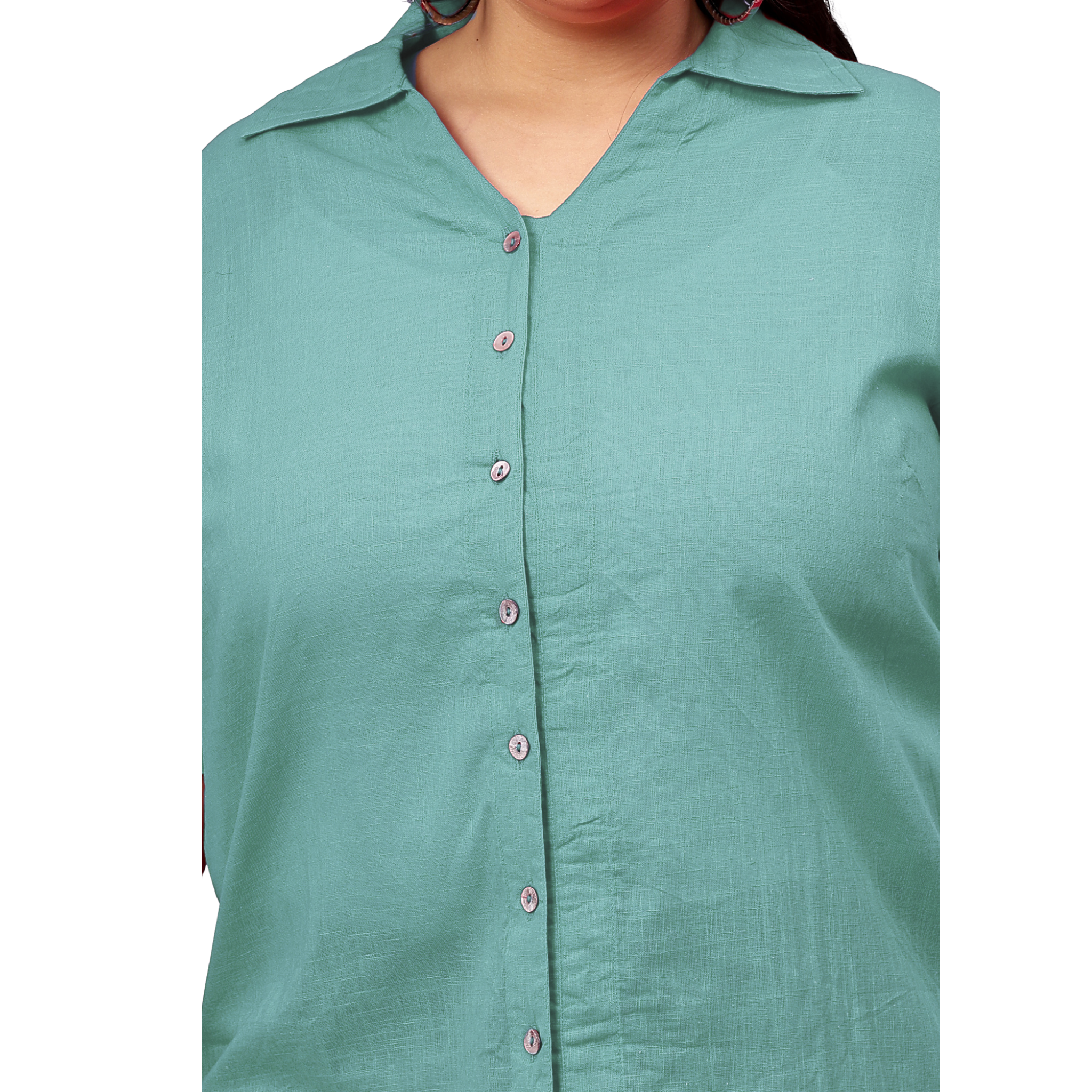 Blue Cotton Longline Plus Size Shirt