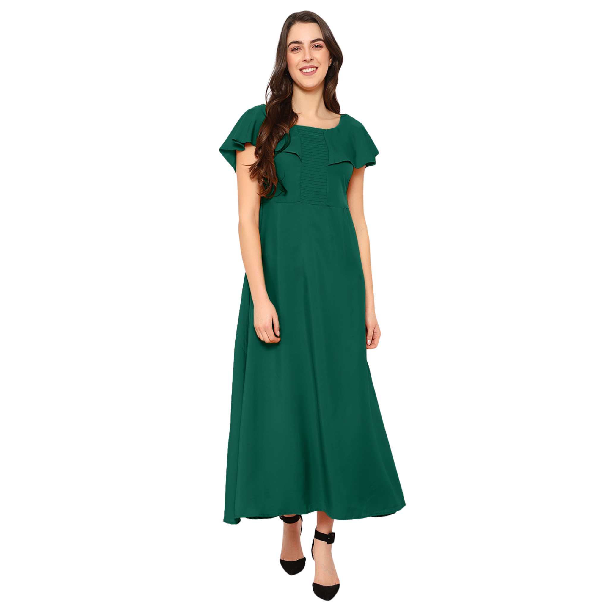 Green Solid Maxi Dress
