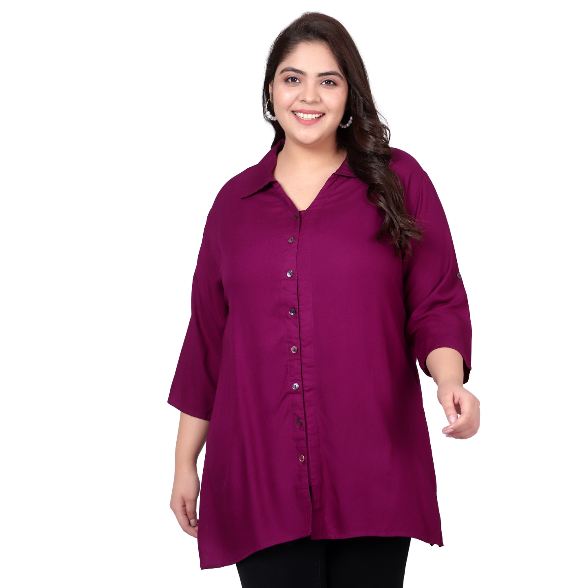 Purple Longline Plus Size Shirt