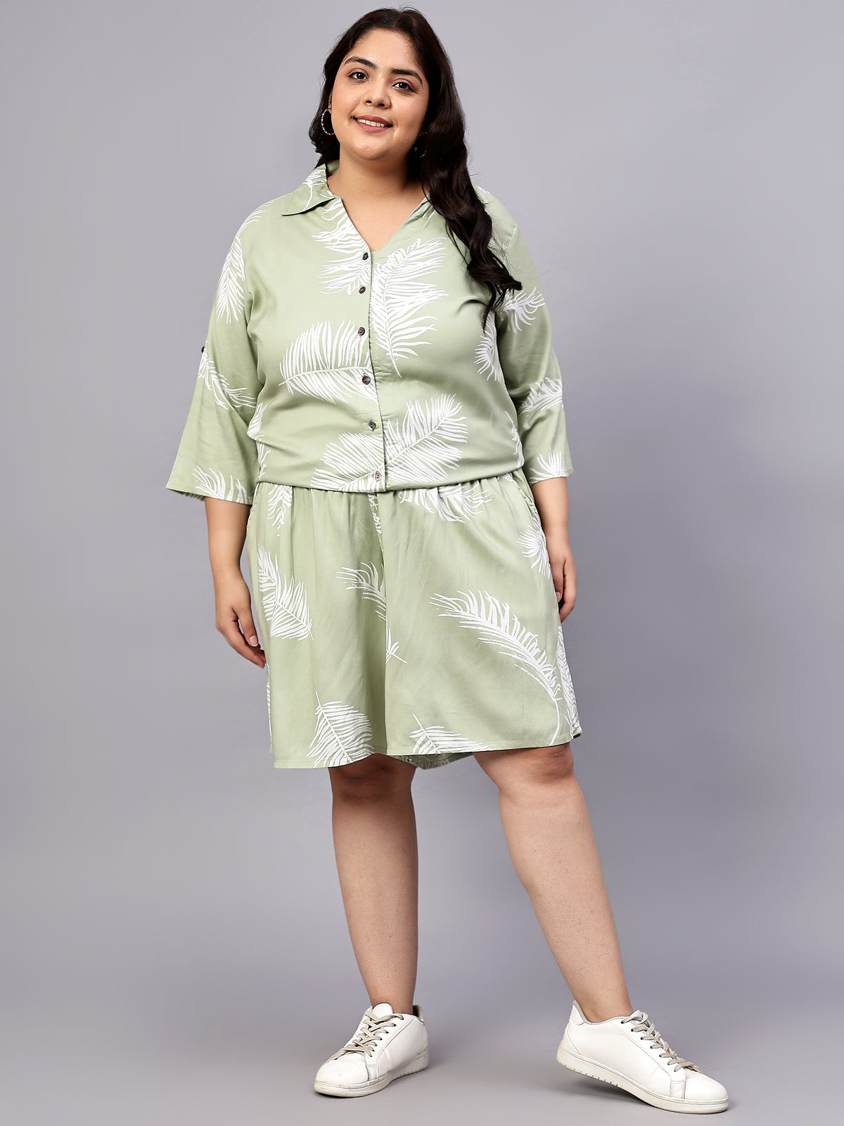 Green Leaf Shirt And Short Set