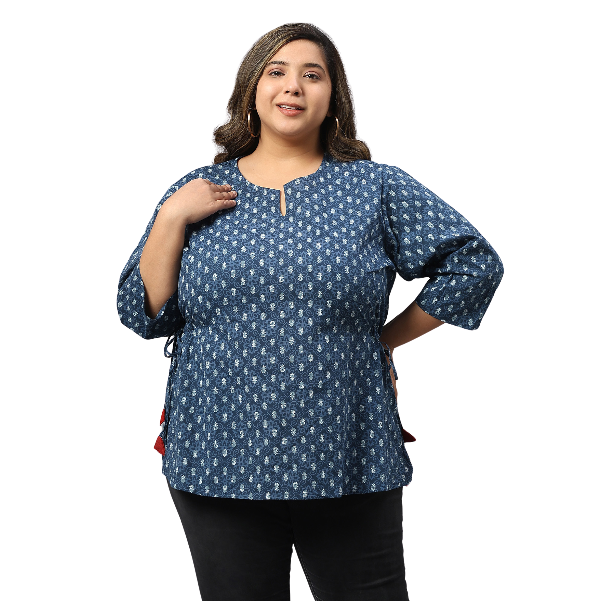 Blue Indigo Hand Block Plus Size Tunic
