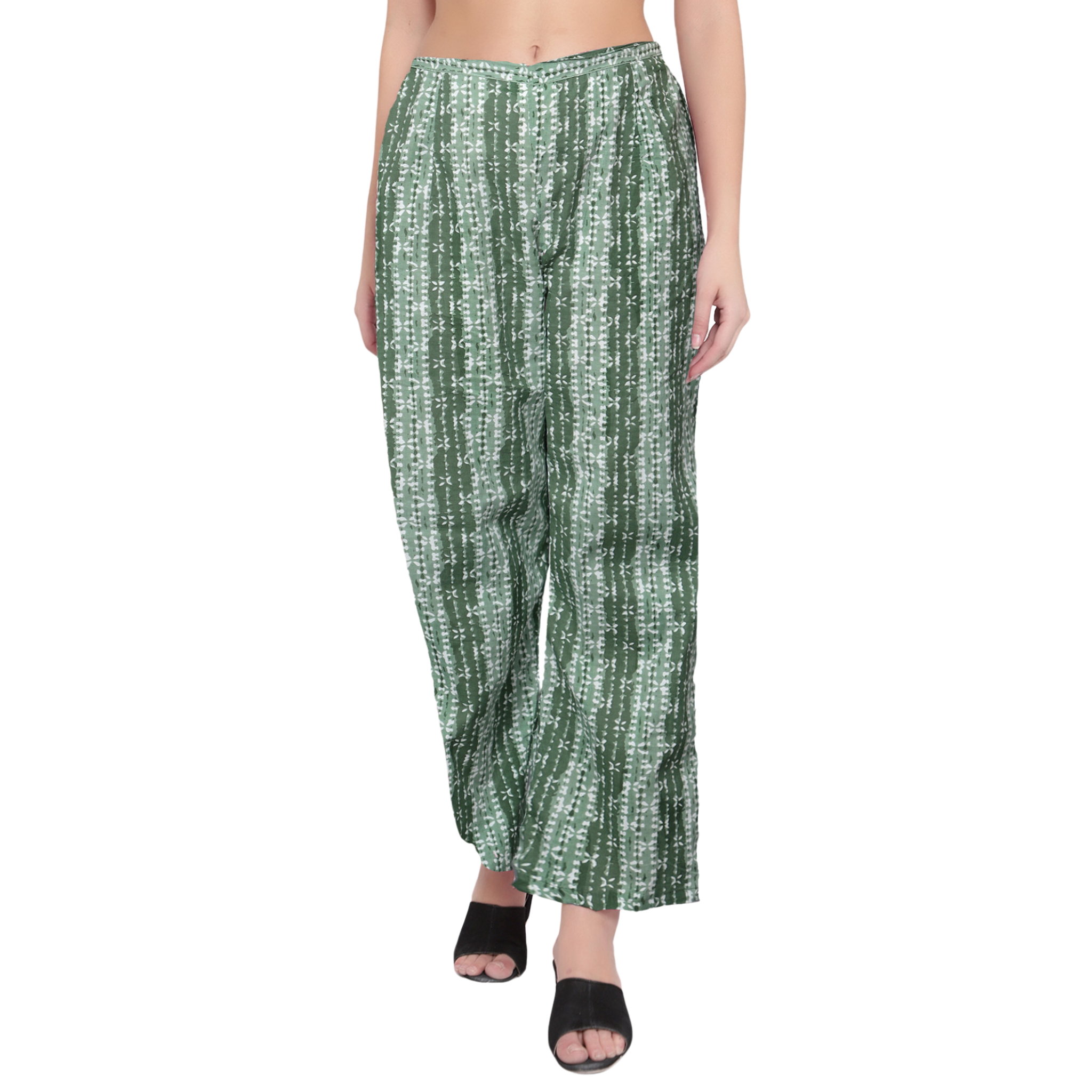 Green Hand Block Print Trousers