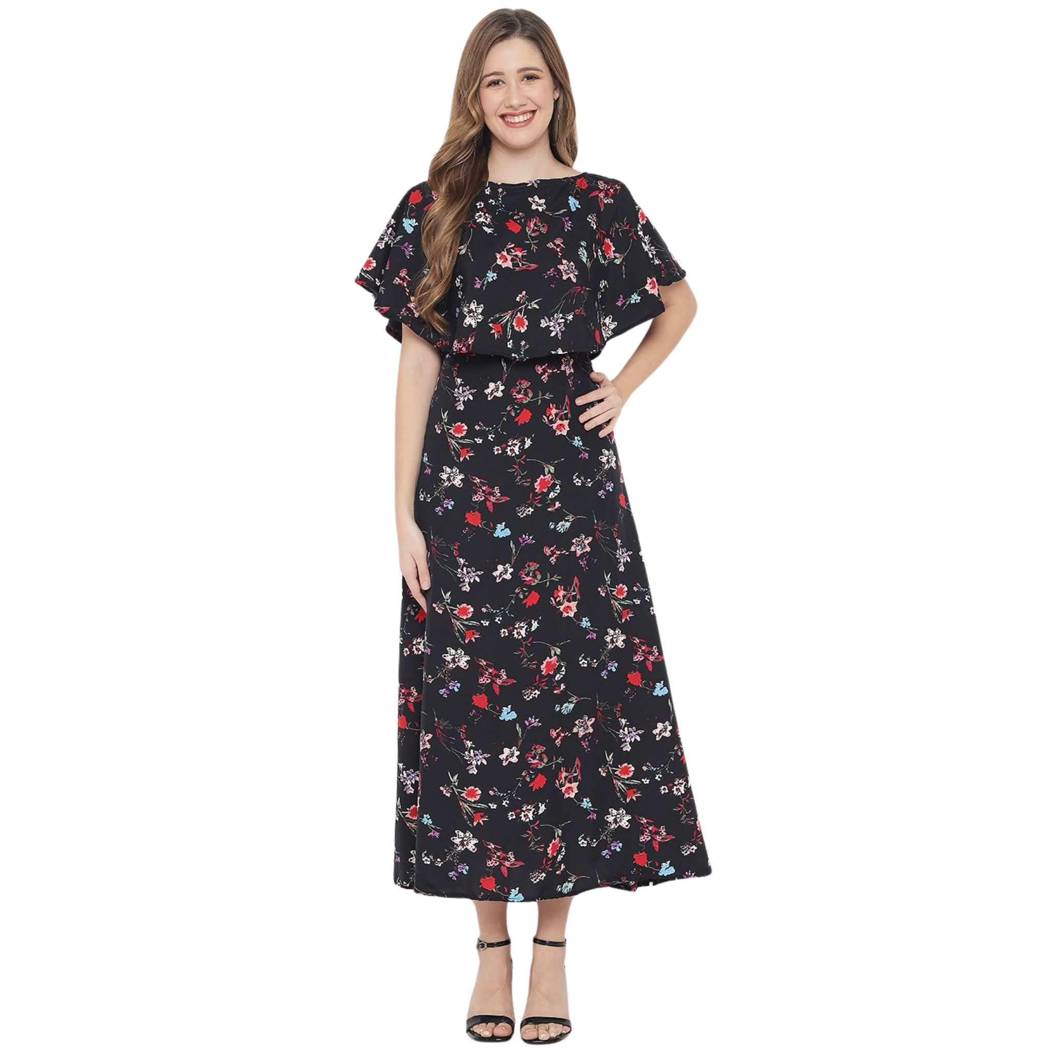 Black Floral Print Dress
