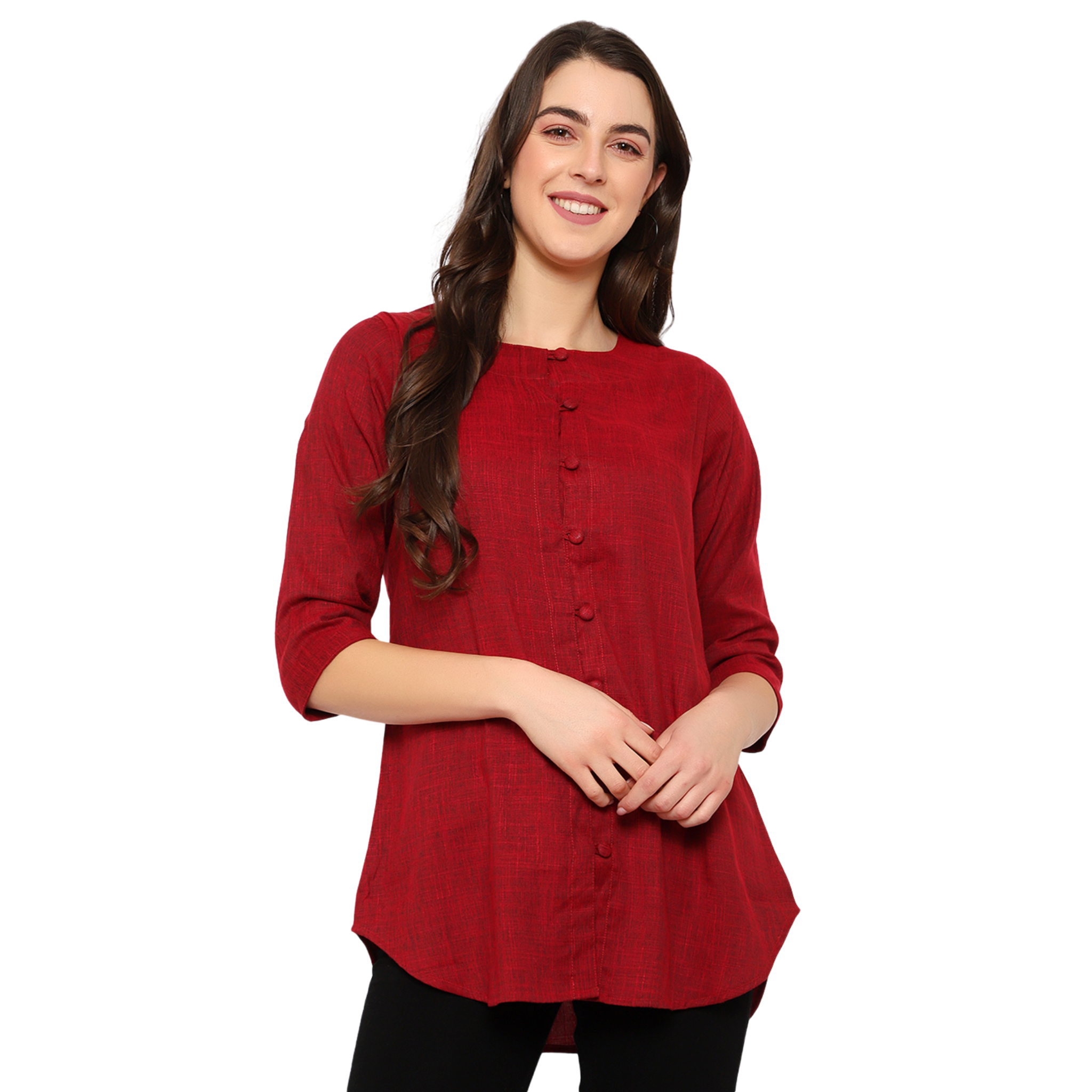 Maroon Cotton Linen Tunic