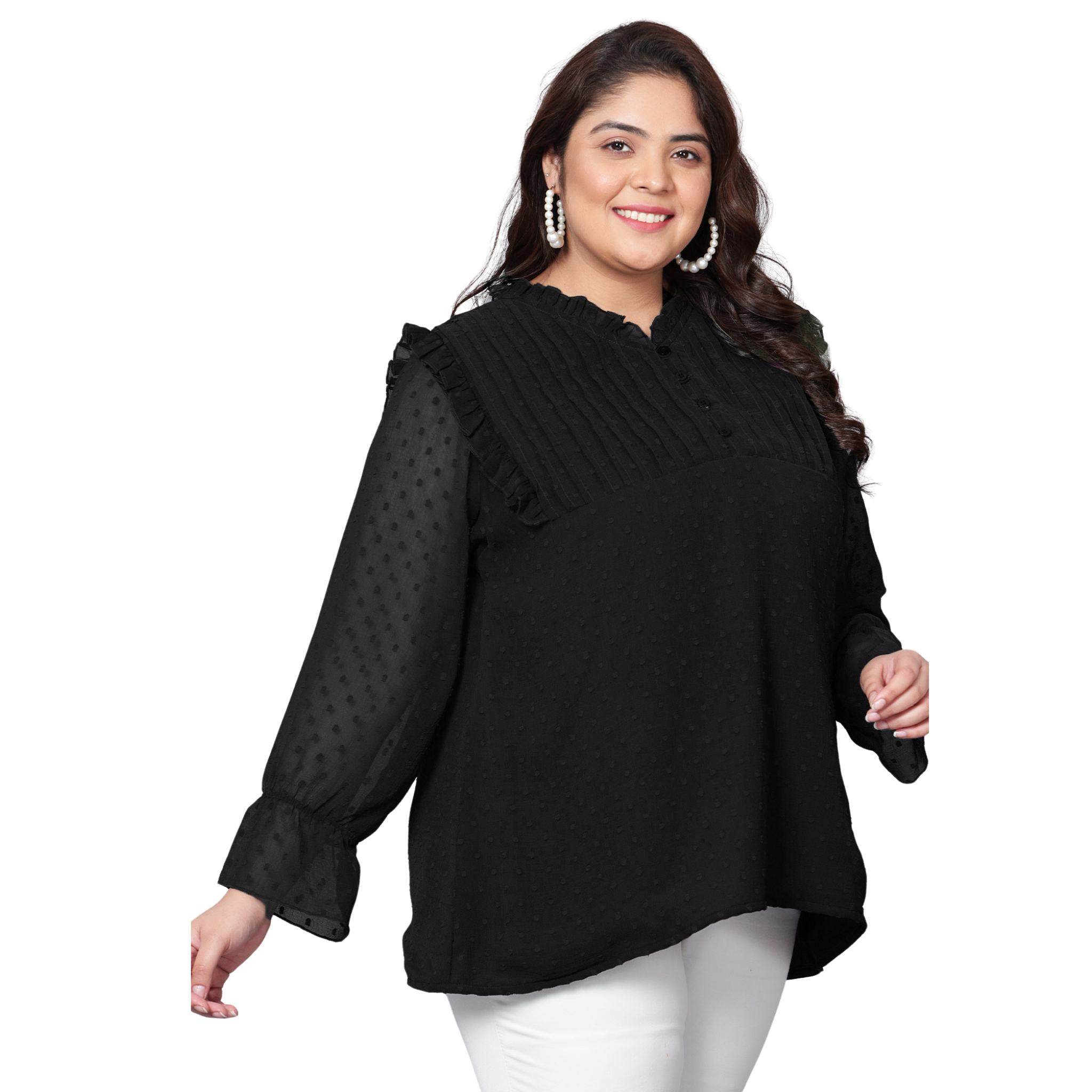 Black Georgette Plus Size Tunic