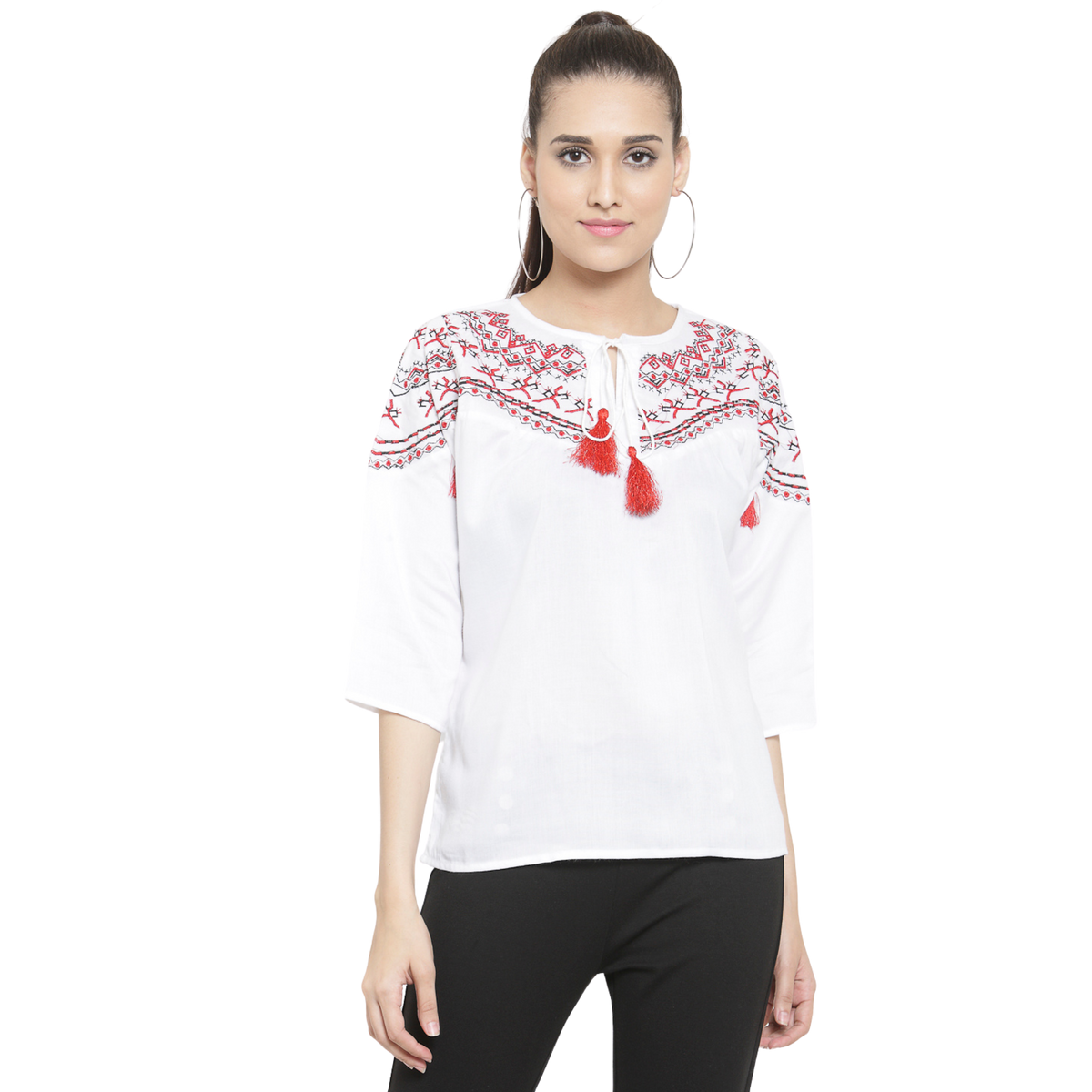 White Embroidered Top