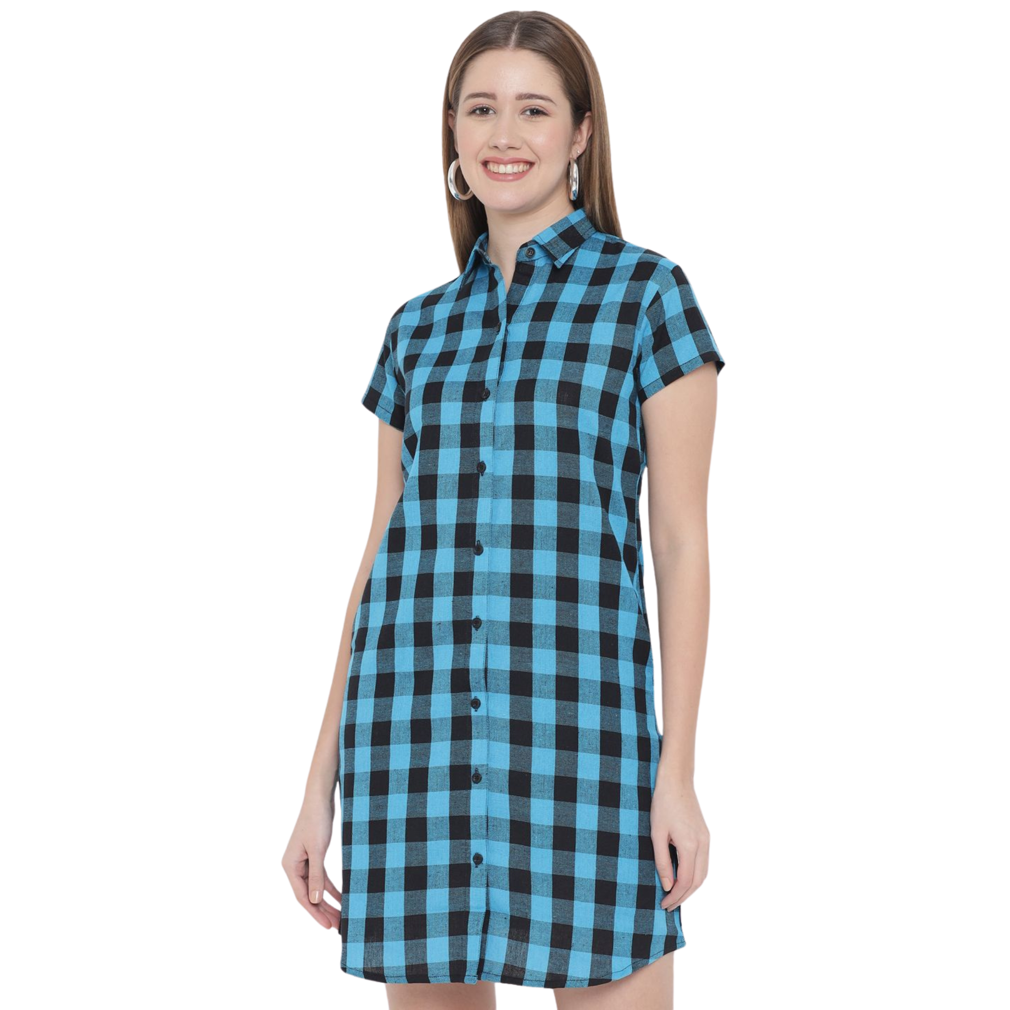 Light Blue Checkered Dress