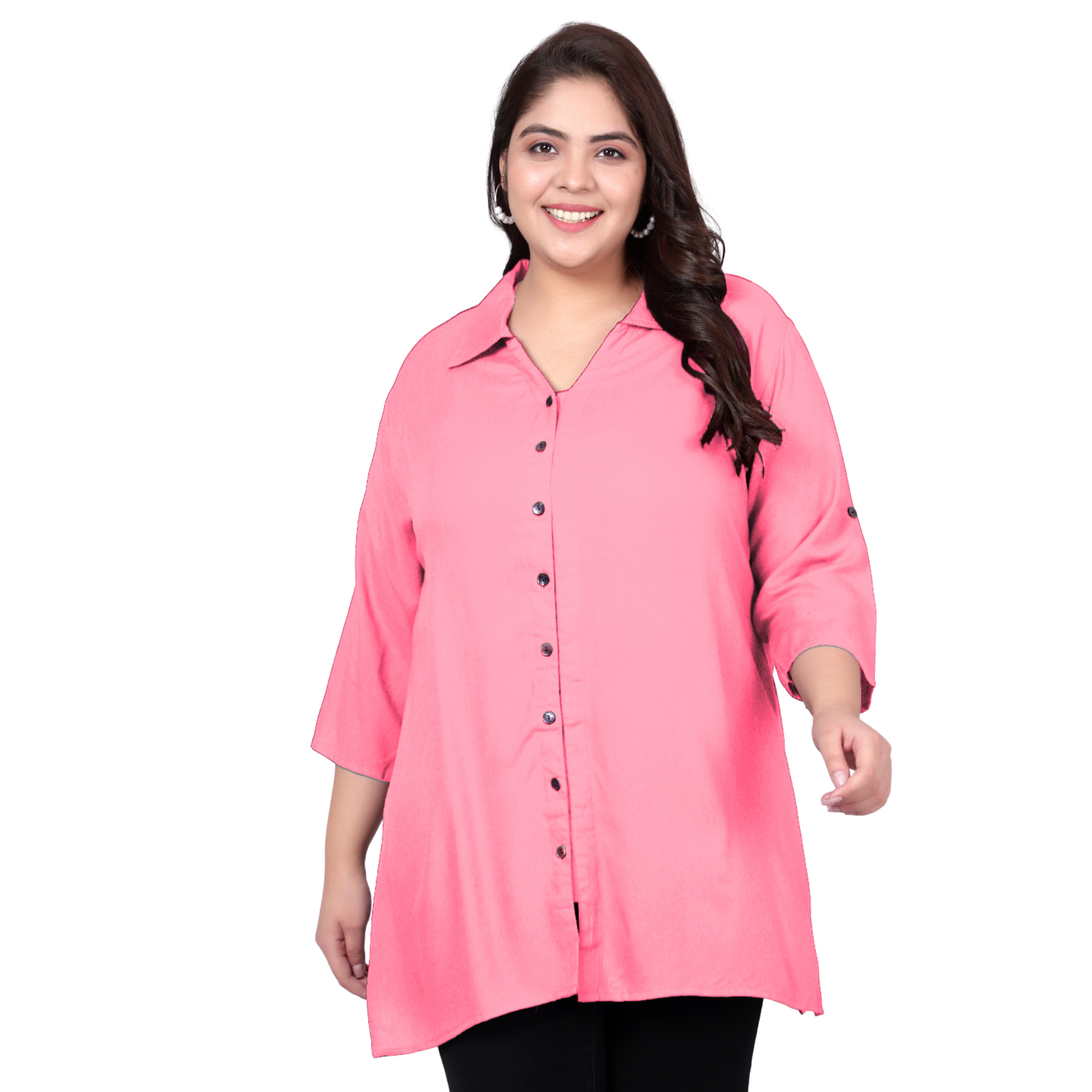 Pink Longline Plus Size Shirt
