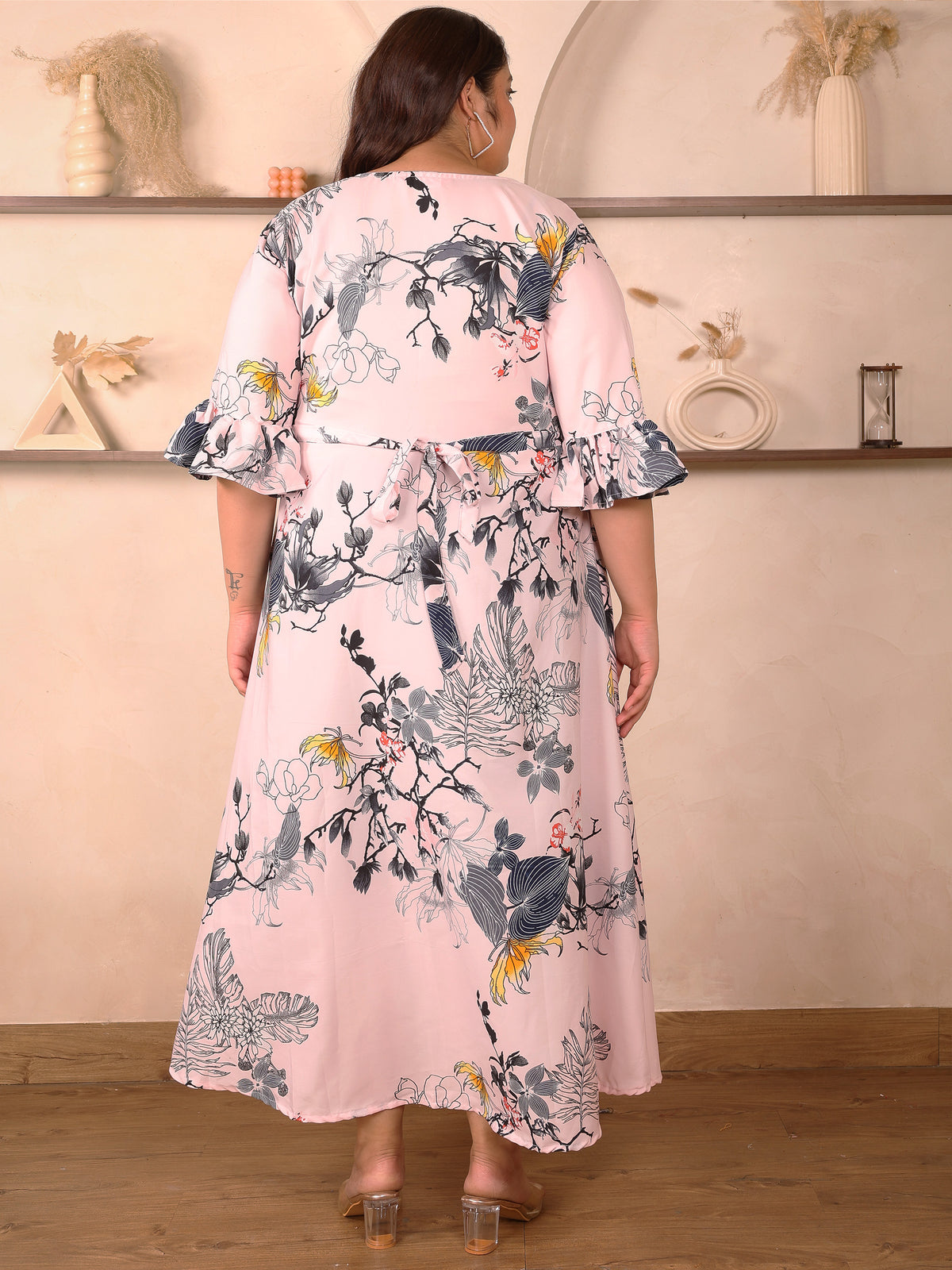 Pink Floral Plus Size Maxi Dress