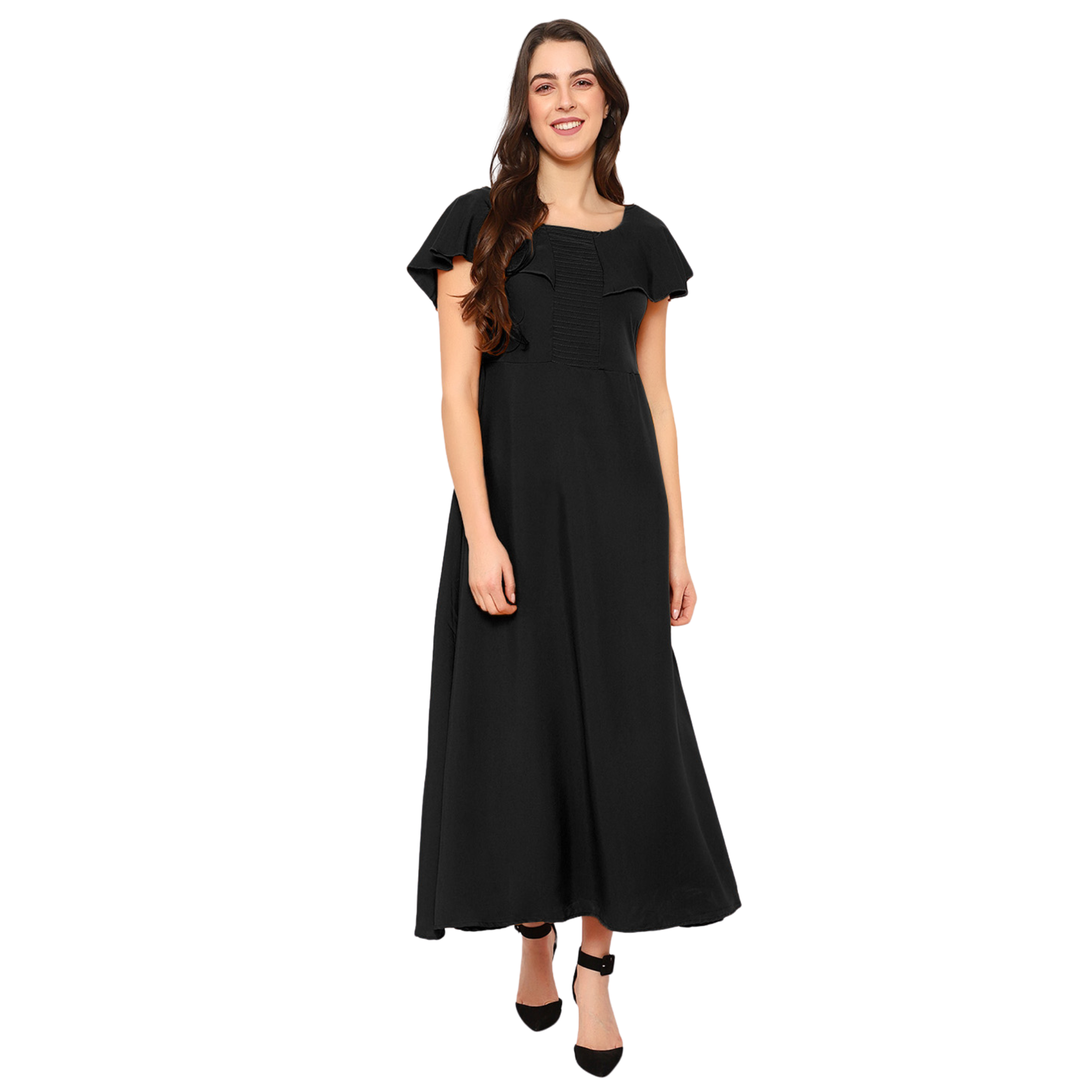 Black Solid Maxi Dress