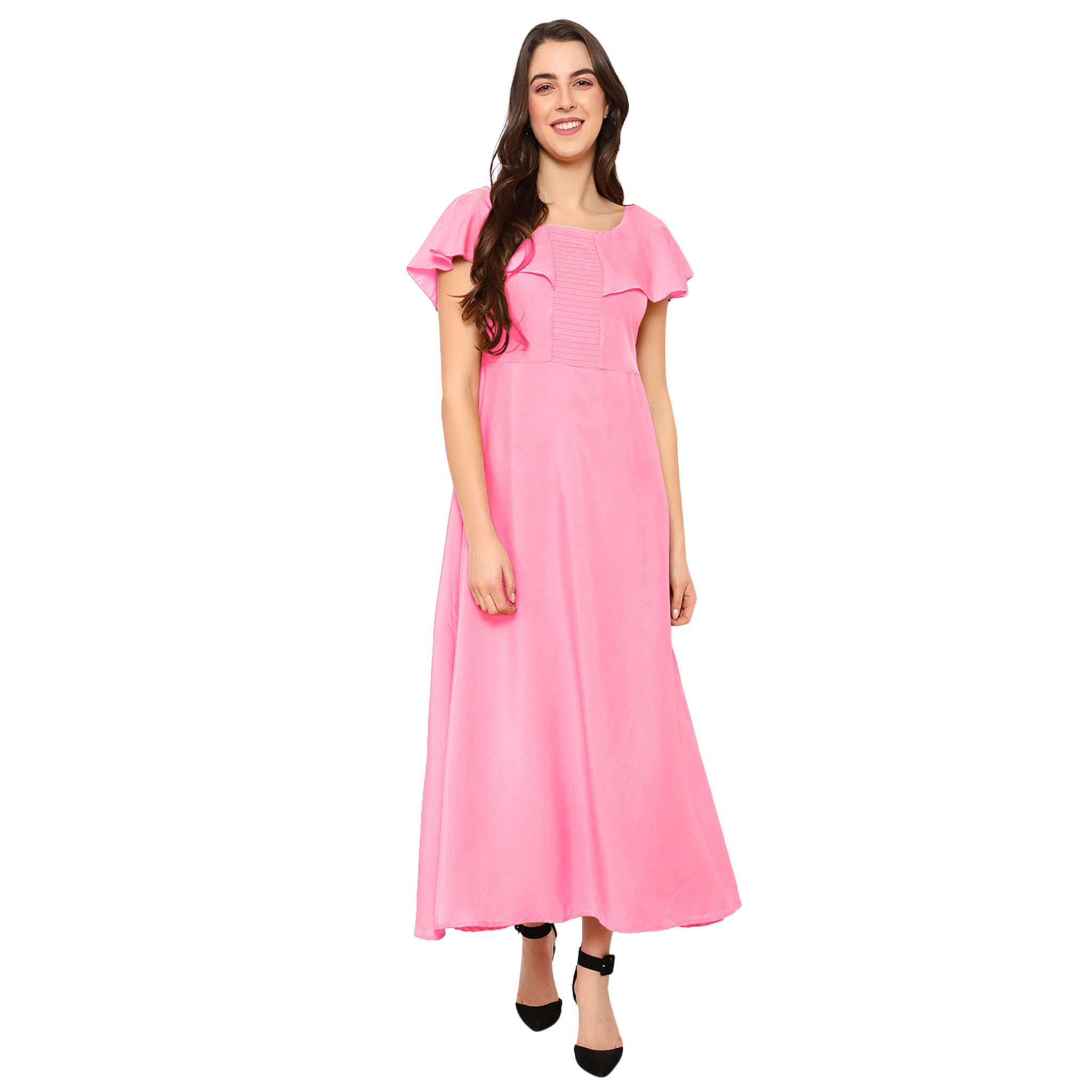 Pink Solid Maxi Dress