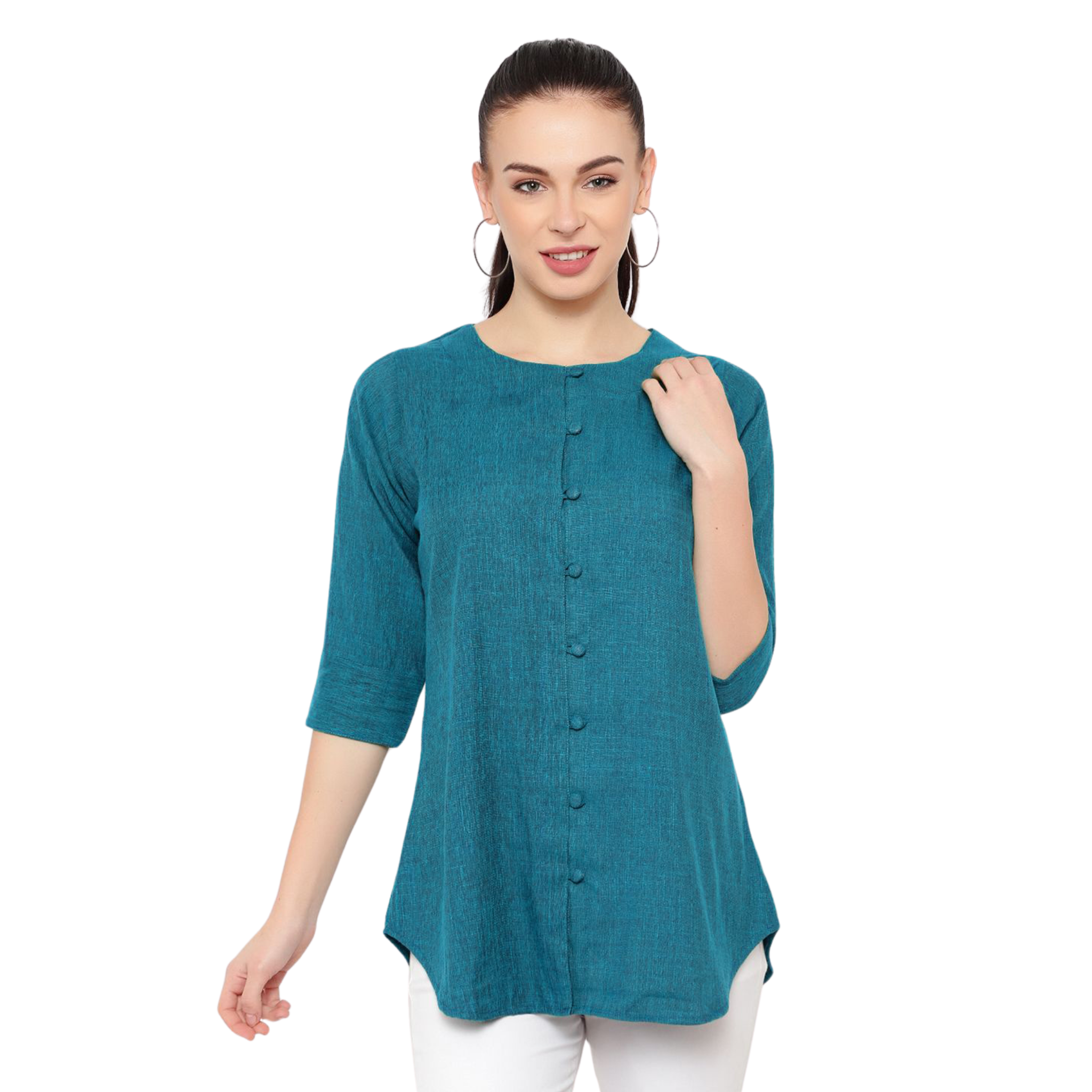 Turquoise Cotton Linen Tunic