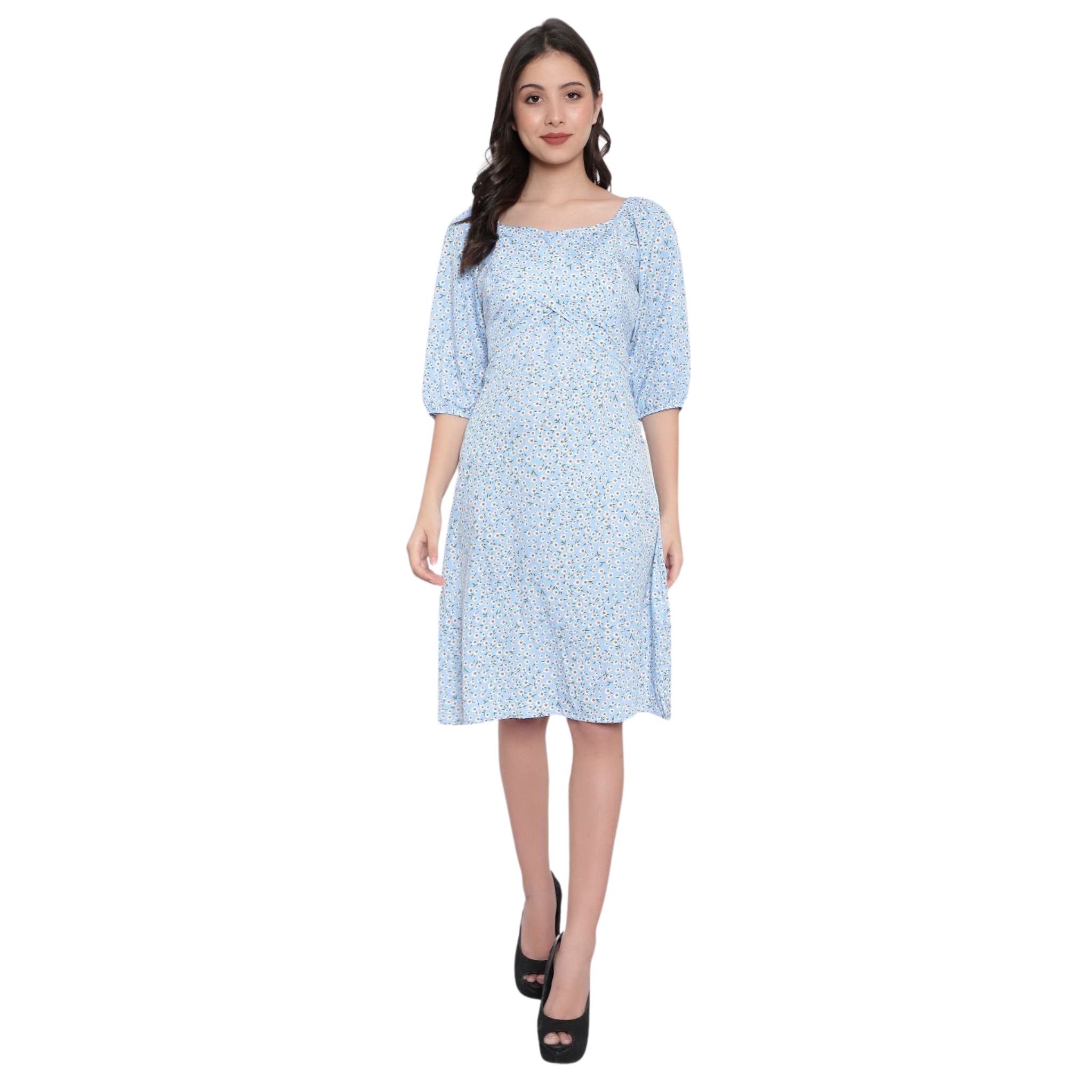 Blue Floral Smock Dress