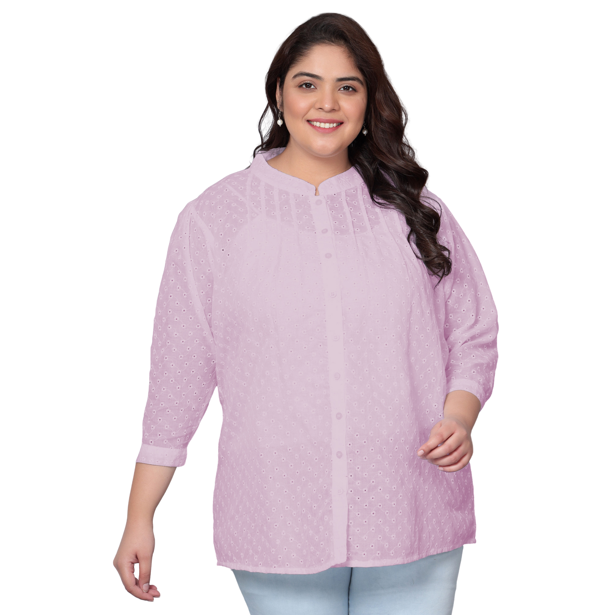 Pink Chikankari Plus Size Tunic
