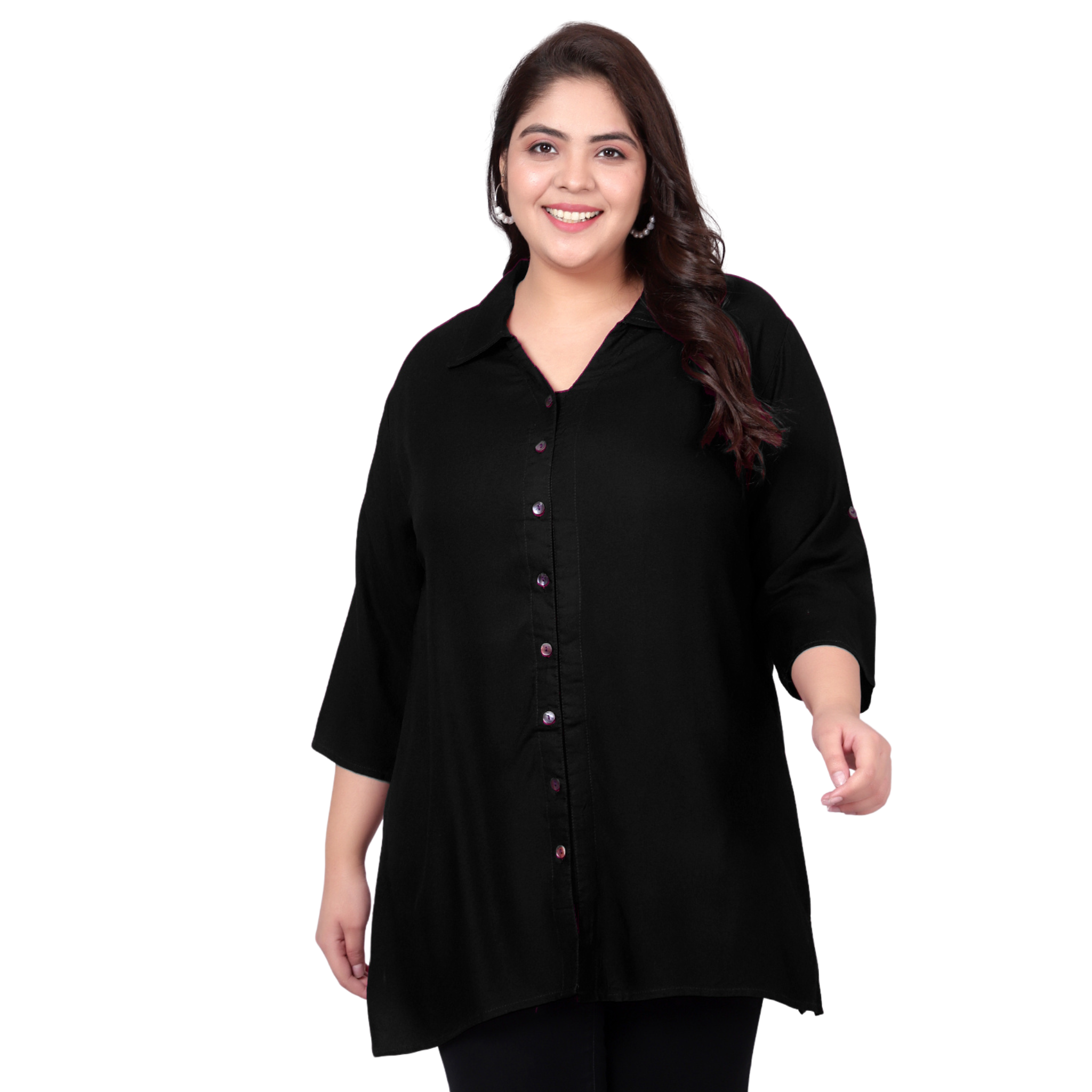 Black Longline Plus Size Shirt