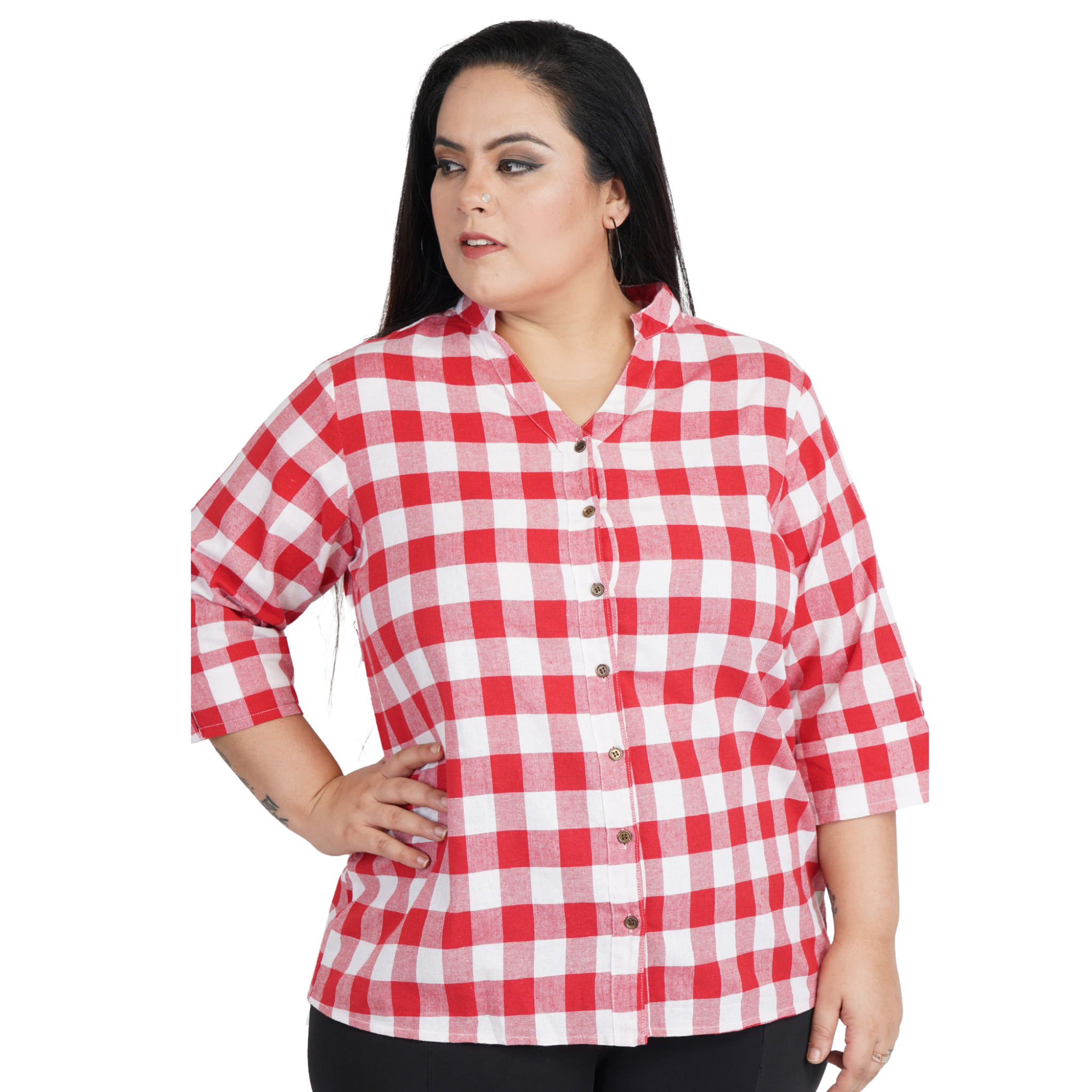 Red Checkered Plus Size Shirt