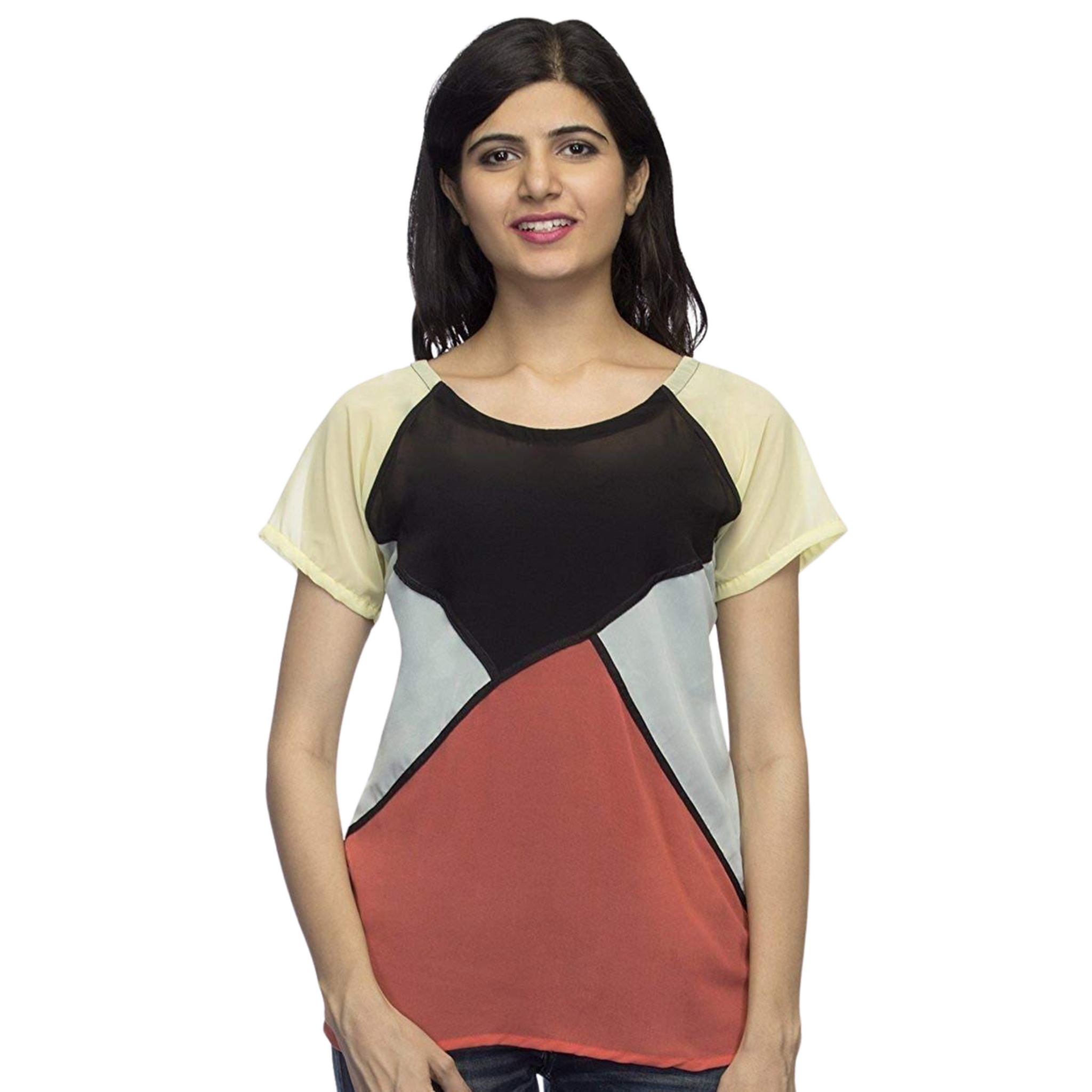Red and Black Multicolor Top