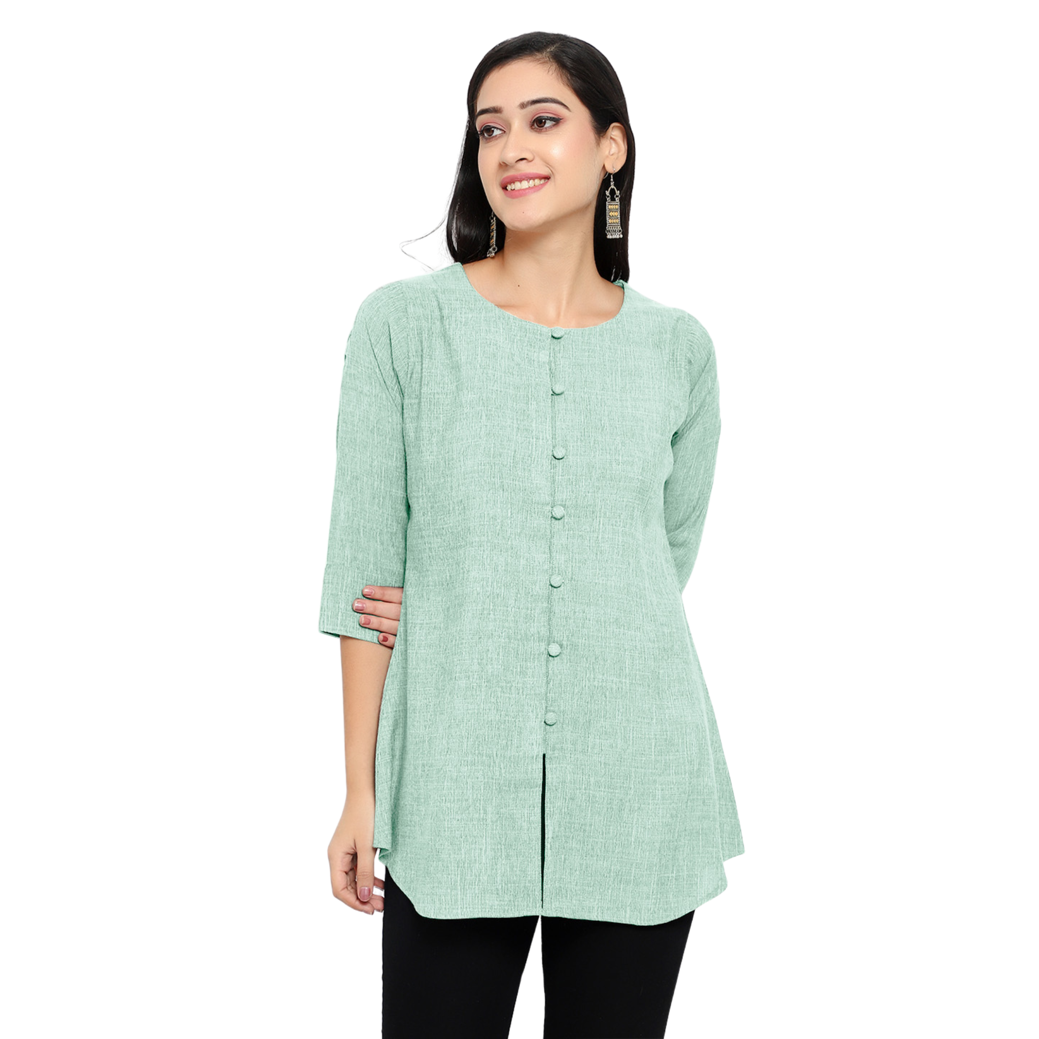 Green Cotton Linen Tunic