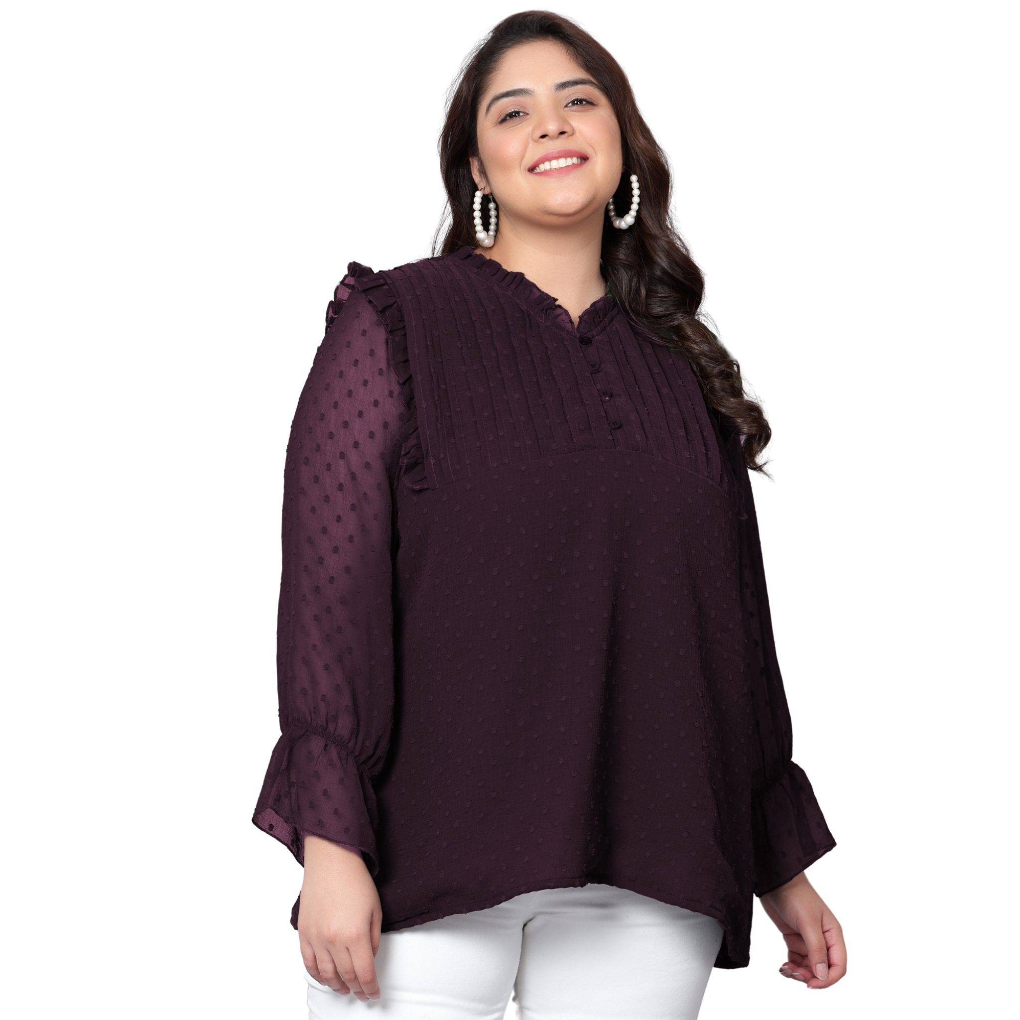Purple Georgette Plus Size Tunic