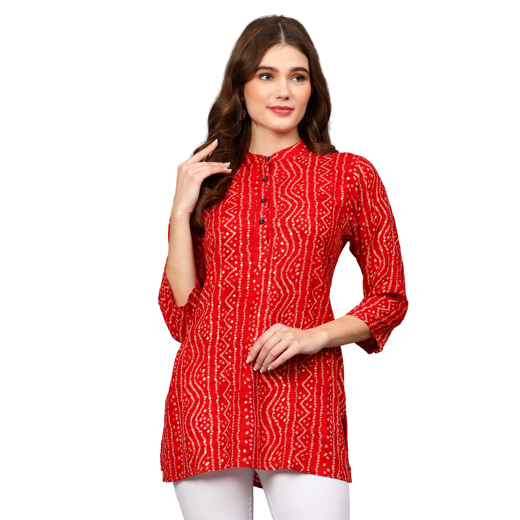 Red Bandhani Print Tunic