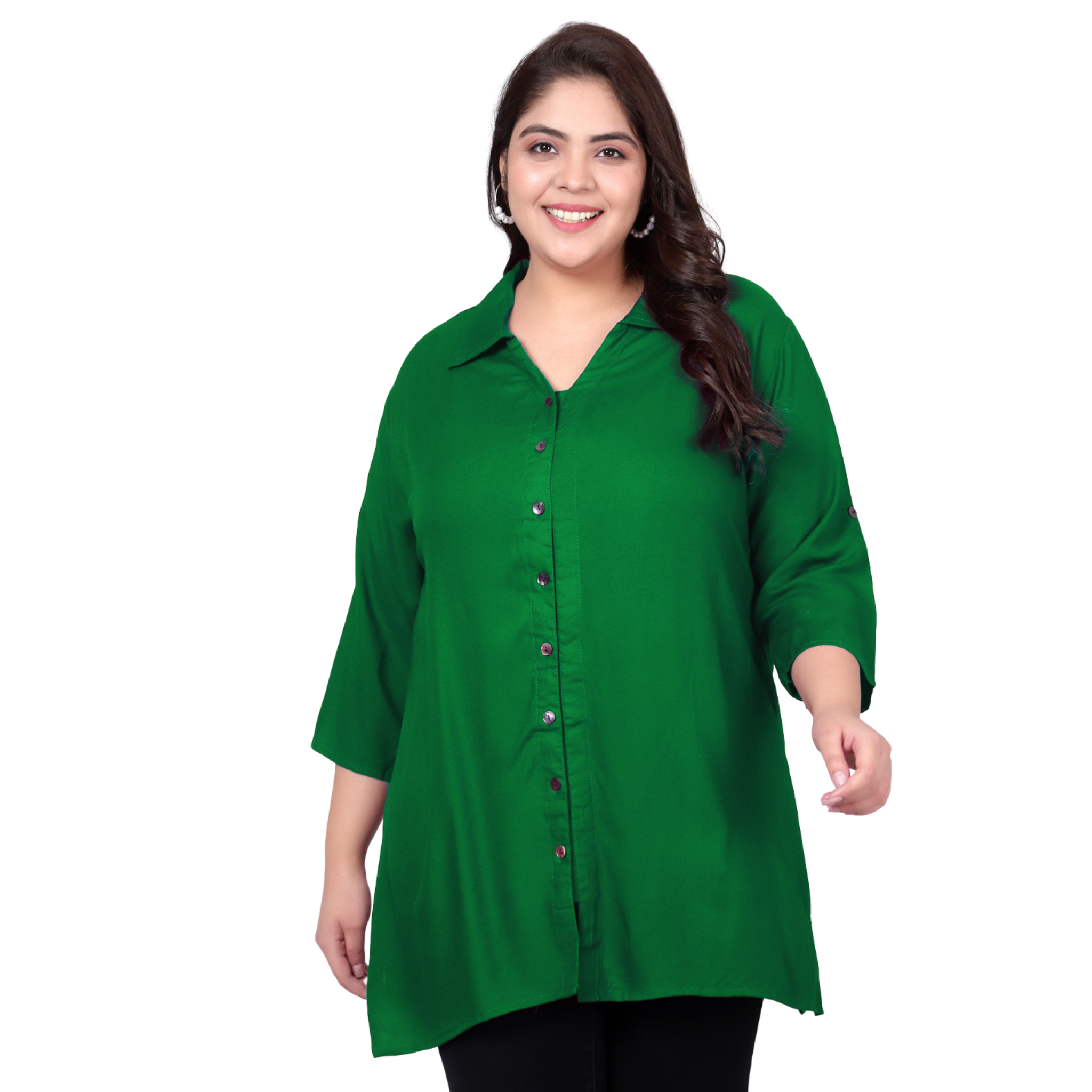 Green Longline Plus Size Shirt