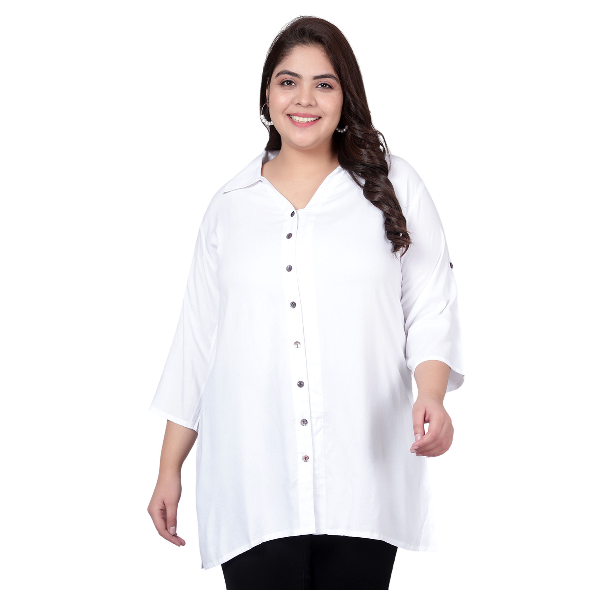 White Longline Plus Size Shirt