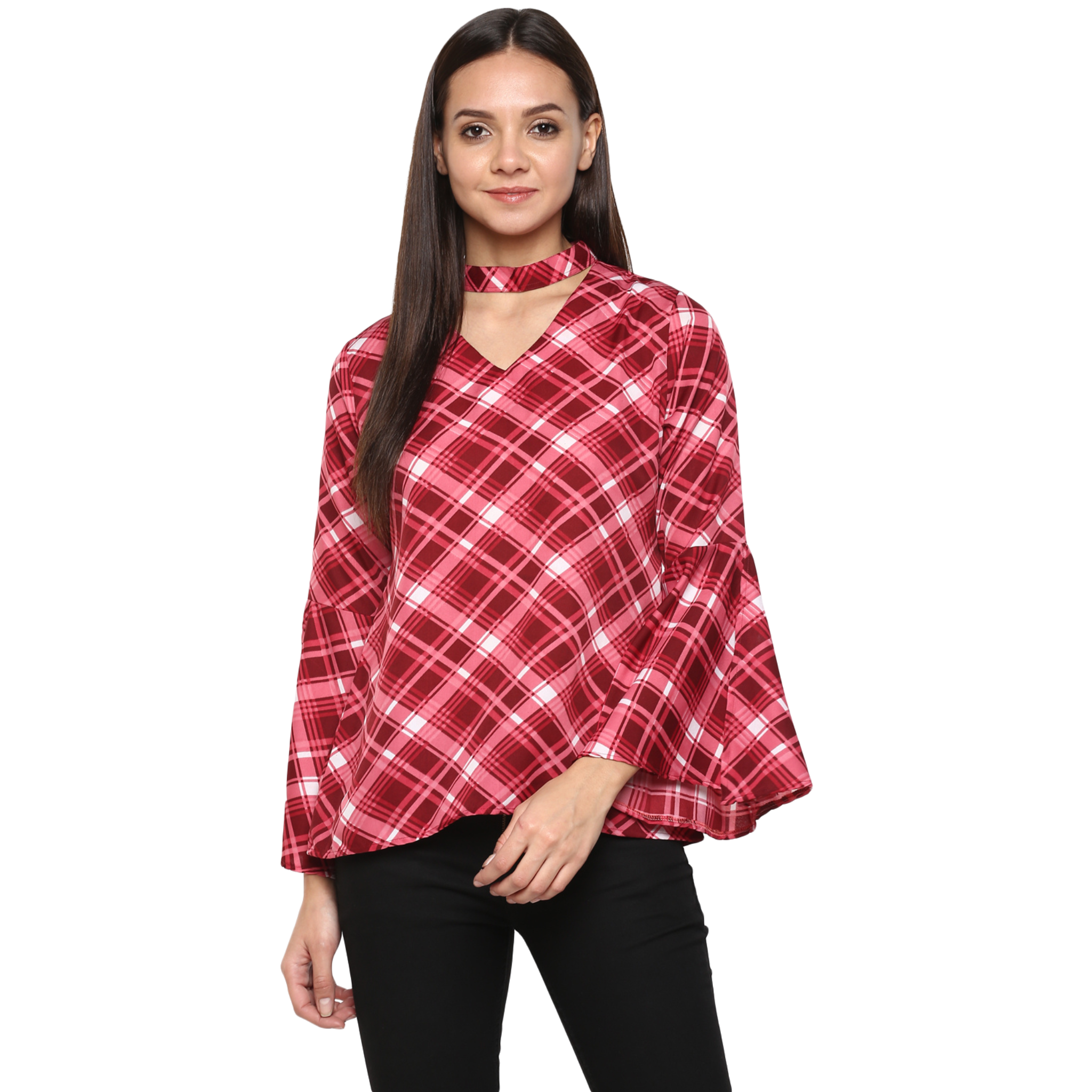 Pink Checkered Choker Top