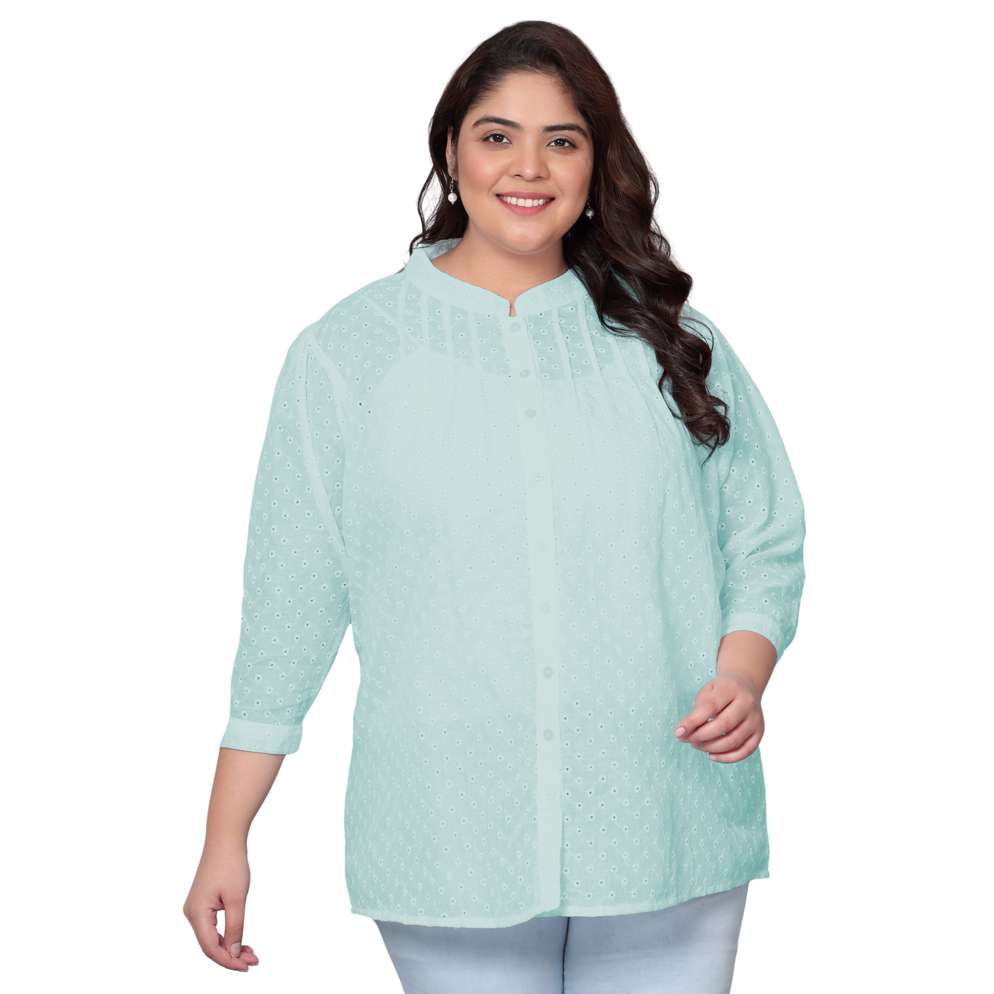 Blue Chikankari Plus Size Tunic
