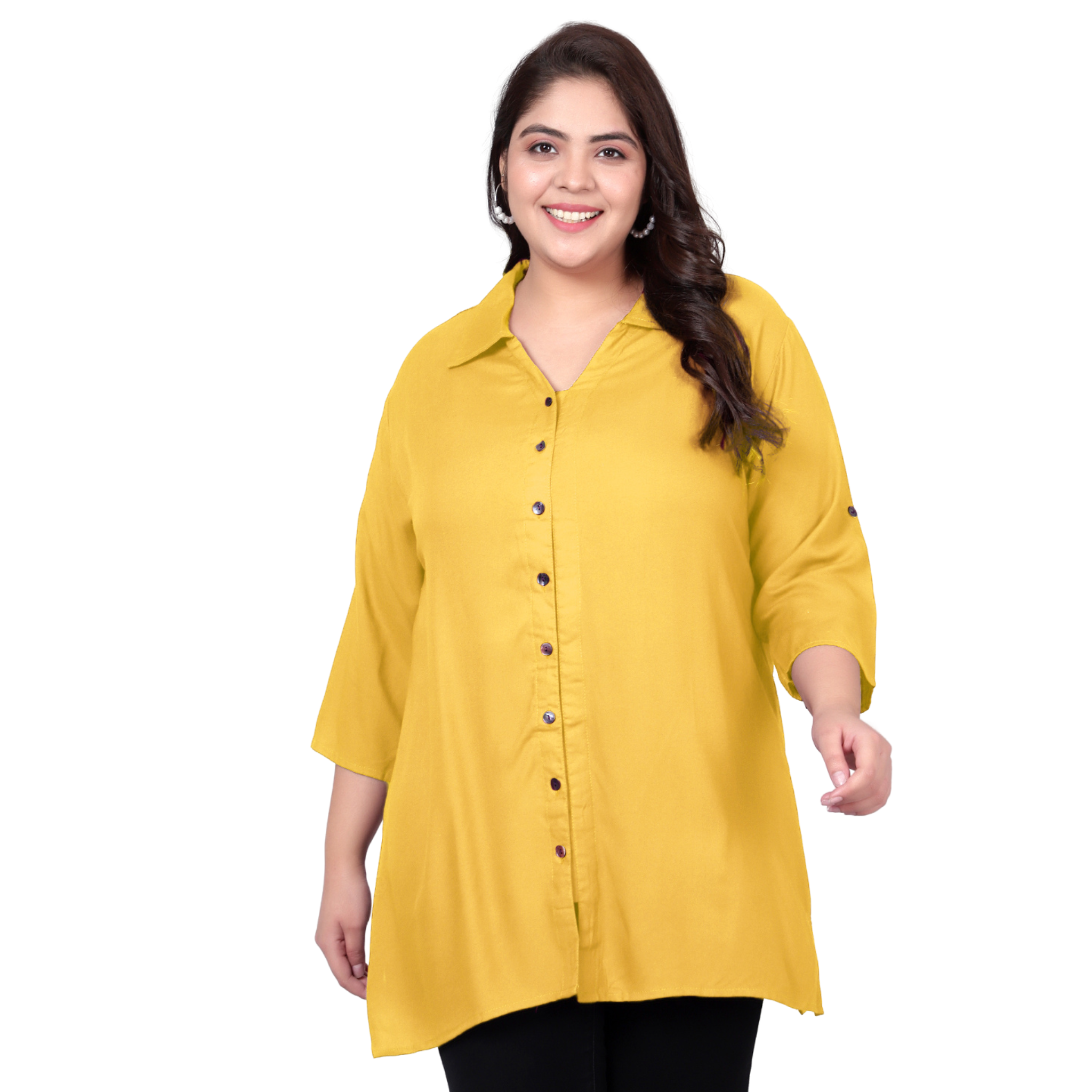 Yellow Longline Plus Size Shirt