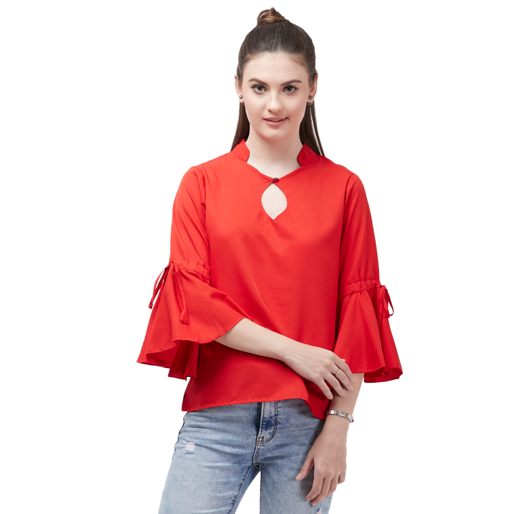 Red Bell Sleeve Top