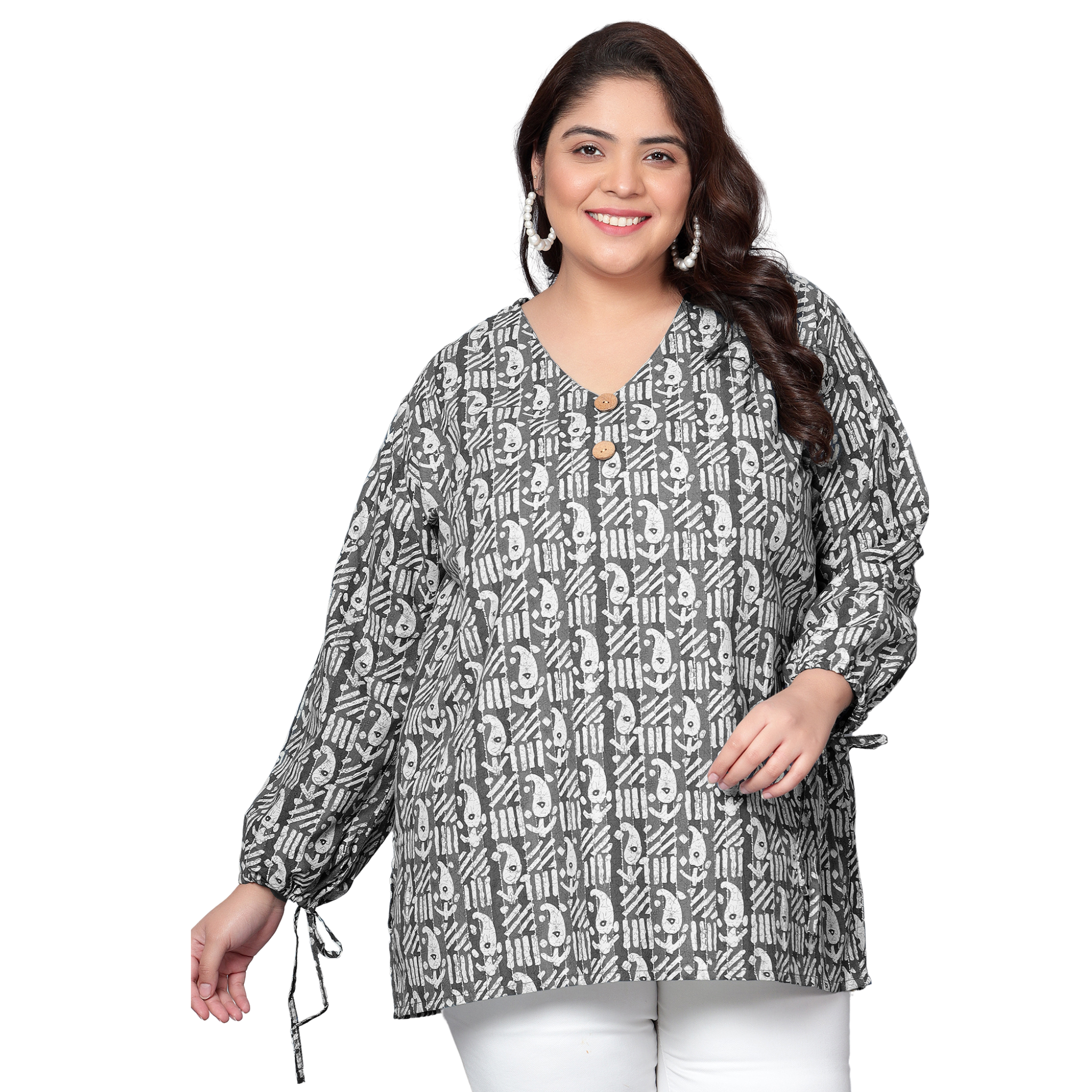 Black Paisley Plus Size Tunic