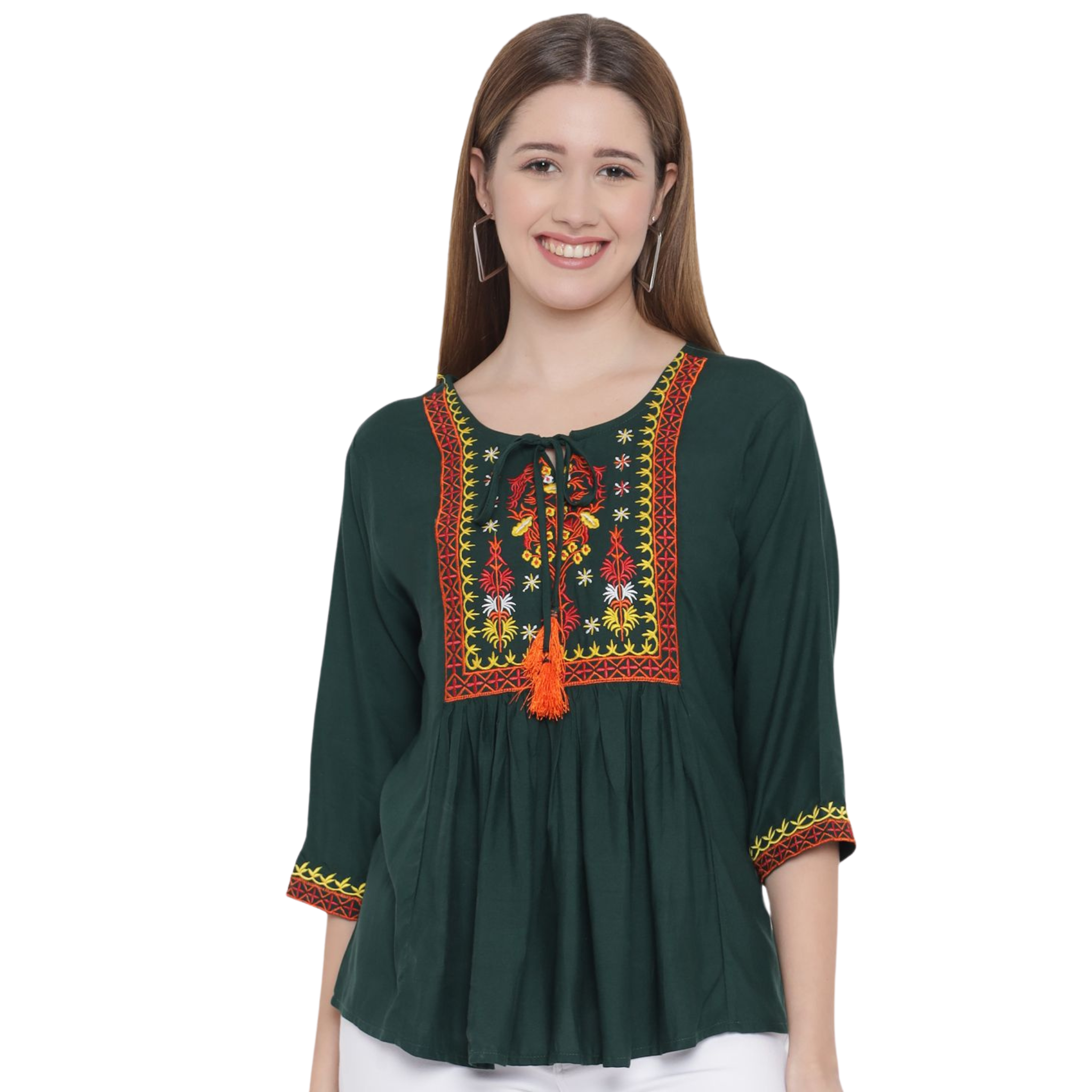 Dark Green Embroidered Tunic