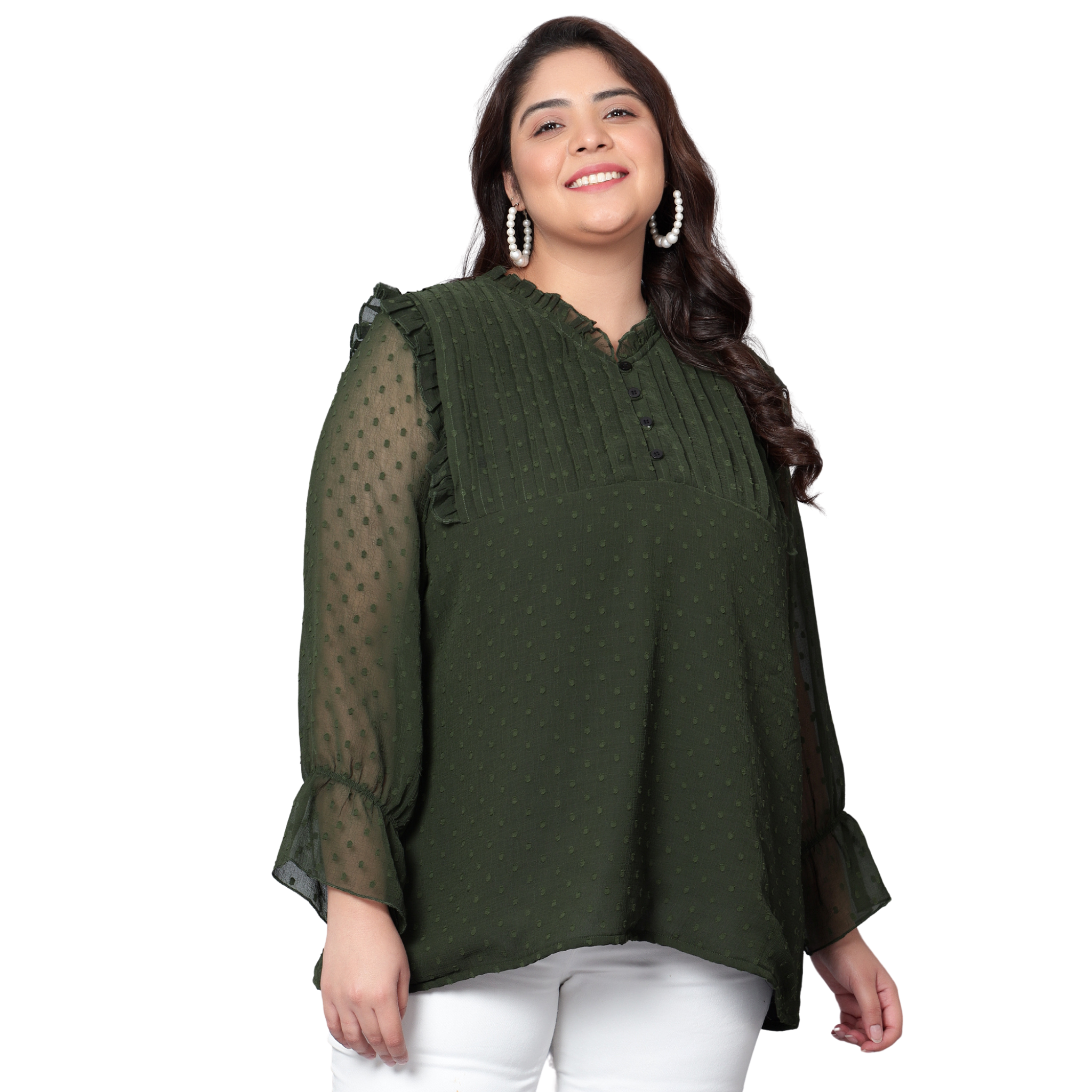 Green Georgette Plus Size Tunic
