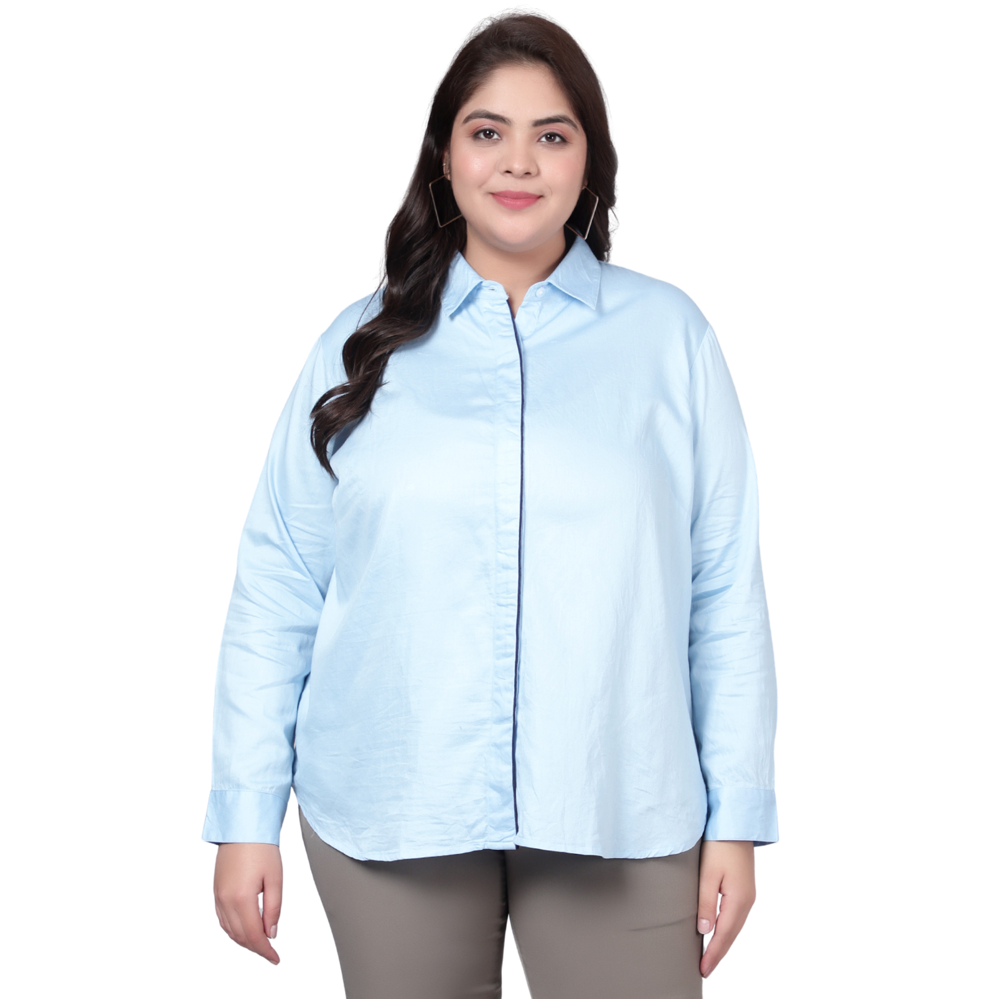 Blue Formal Plus Size Shirt