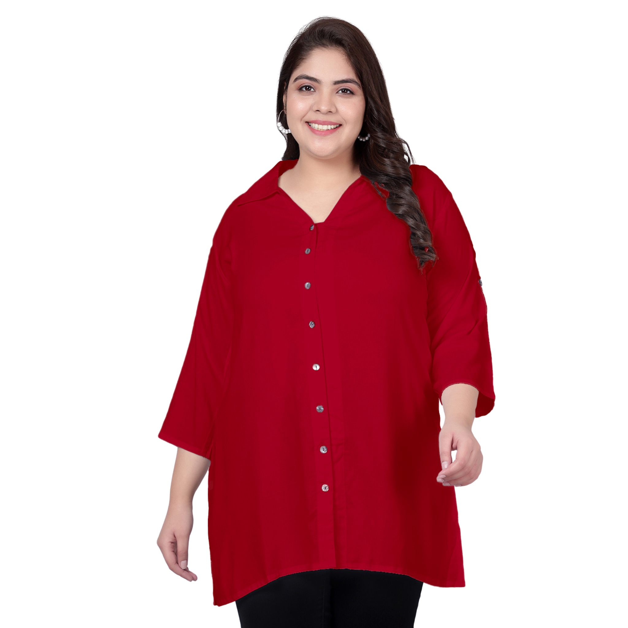 Maroon Longline Plus Size Shirt