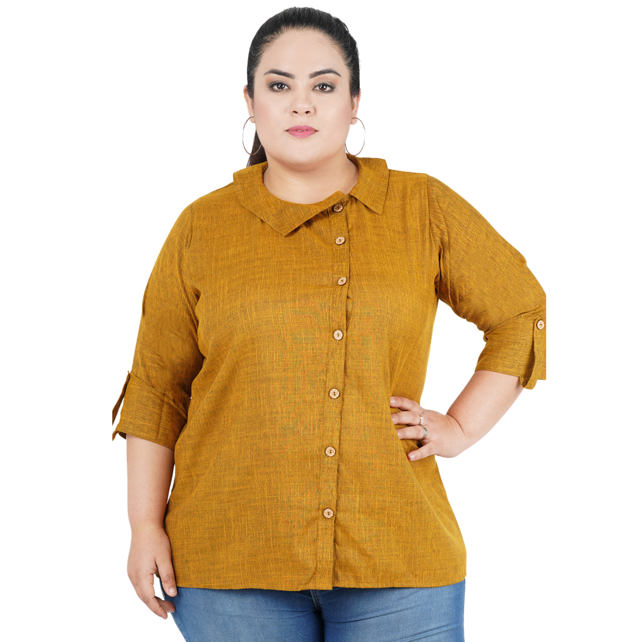 Mustard Solid Plus Size Tunic