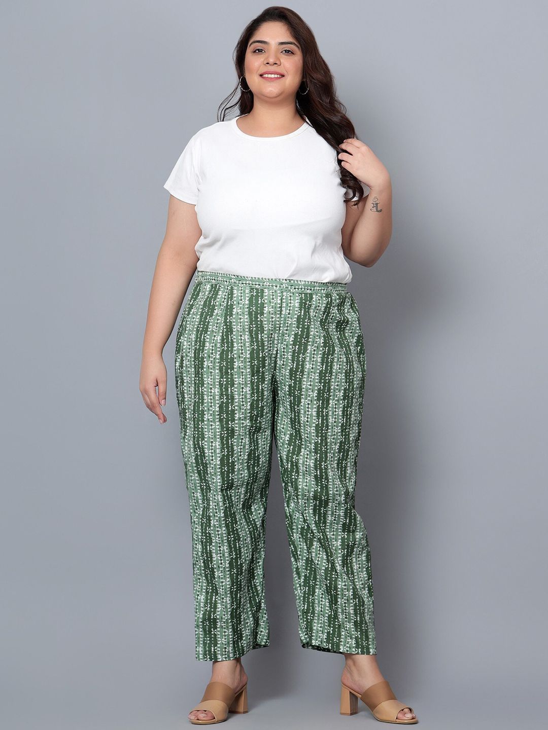 Green Hand Block Print Trousers — view 5
