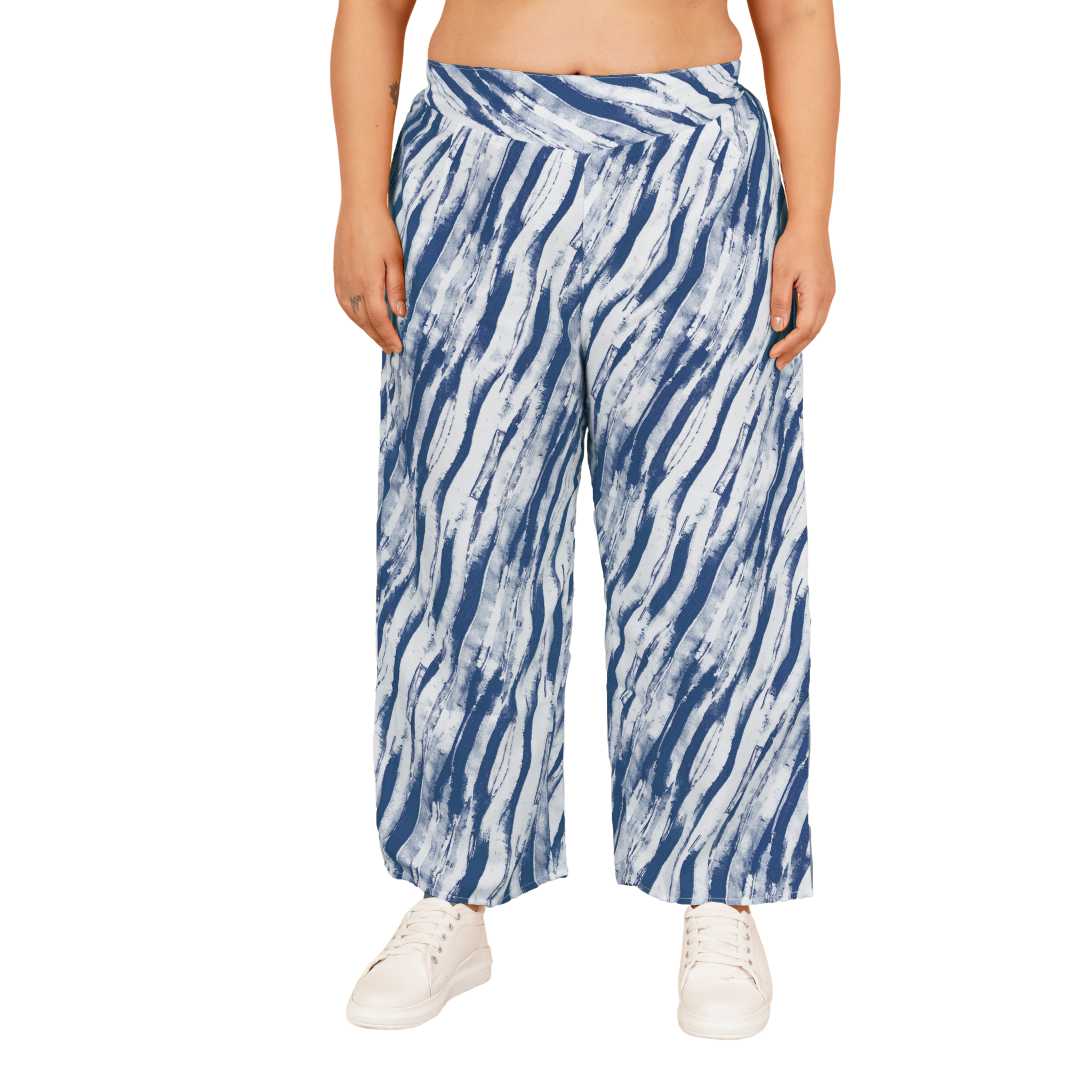 Blue Leheriya Print Plus Size Trousers