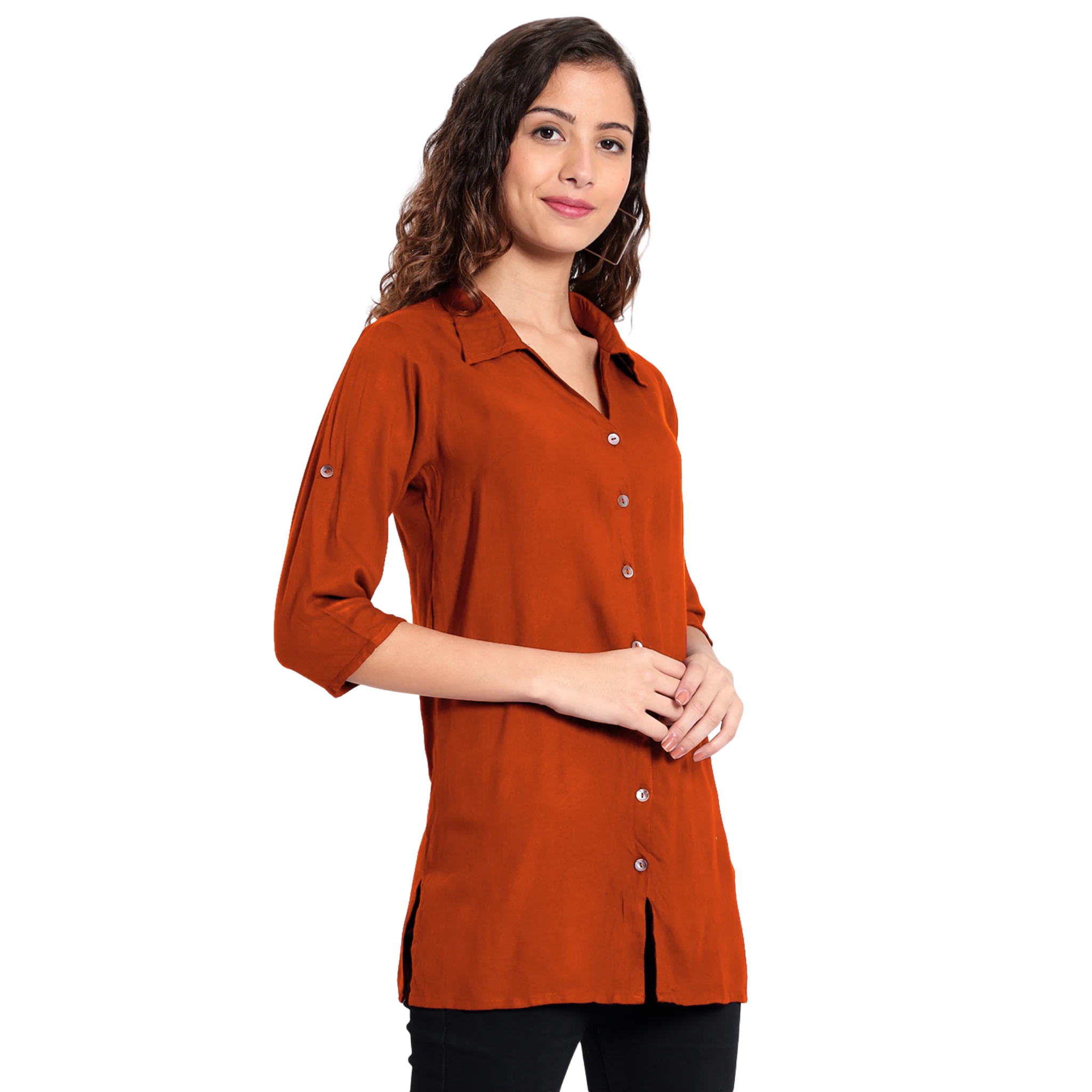 Rust Orange Longline Shirt