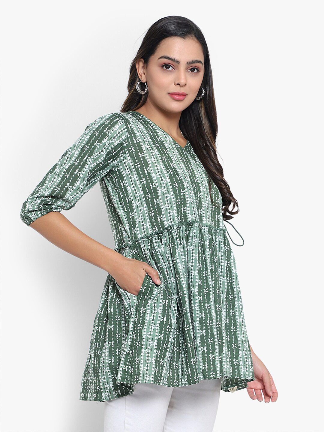 Green Hand Block Print Tunic — view 3