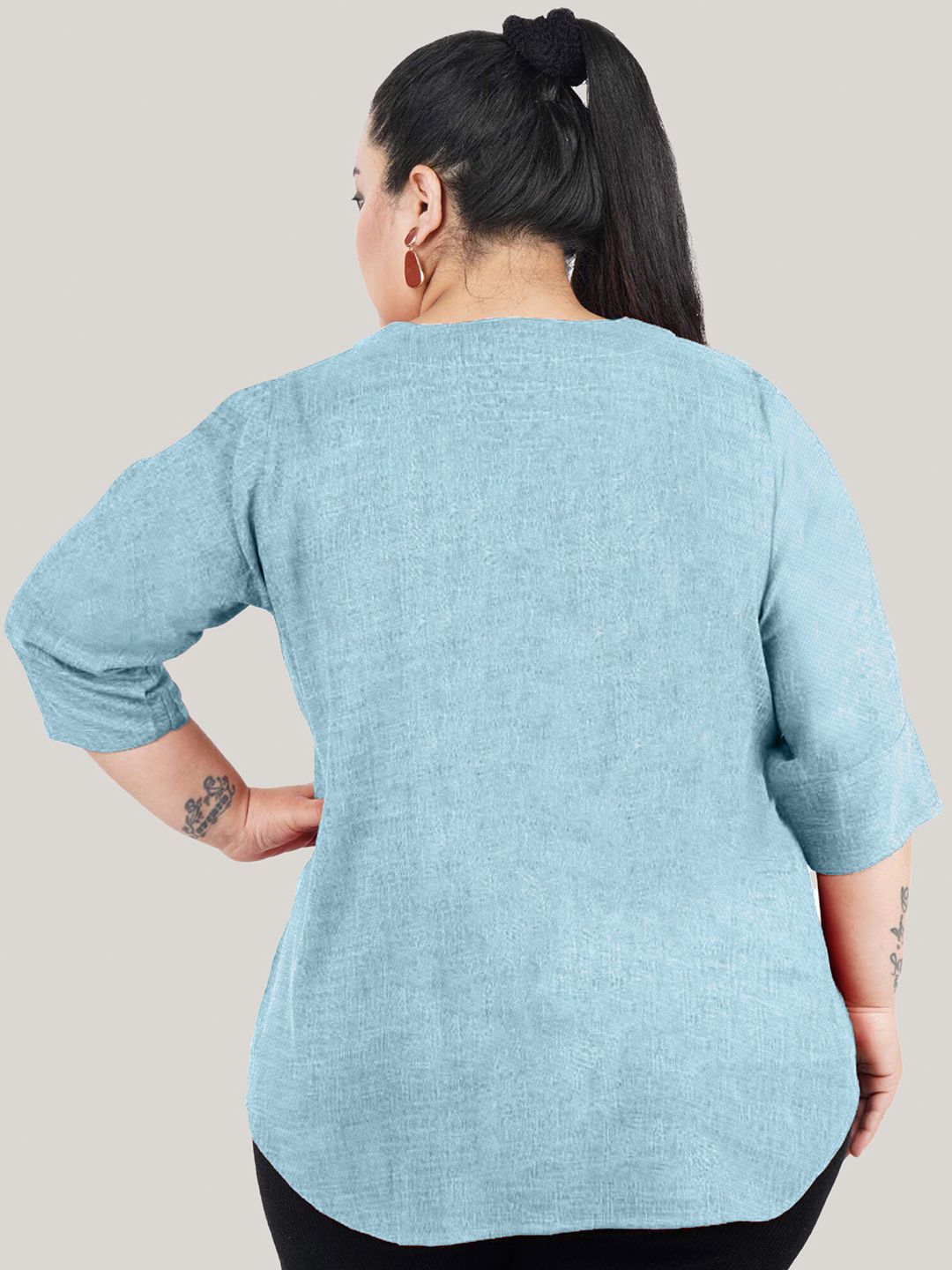 Blue Cotton Linen Tunic — view 5