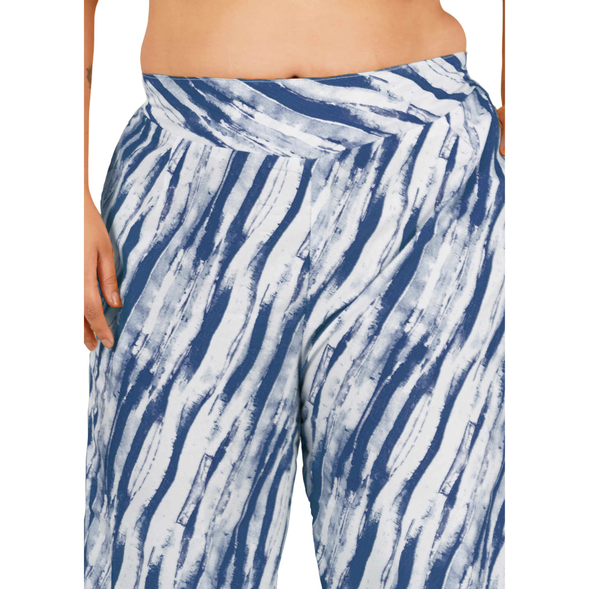 Blue Leheriya Print Plus Size Trousers