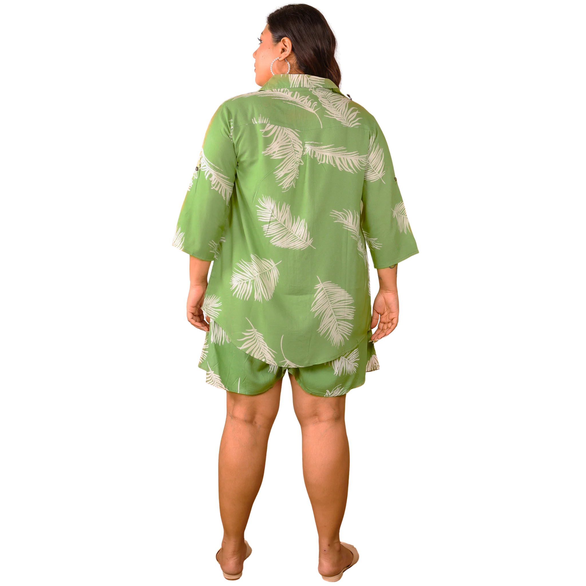 Green Leaf Shirt And Short Set