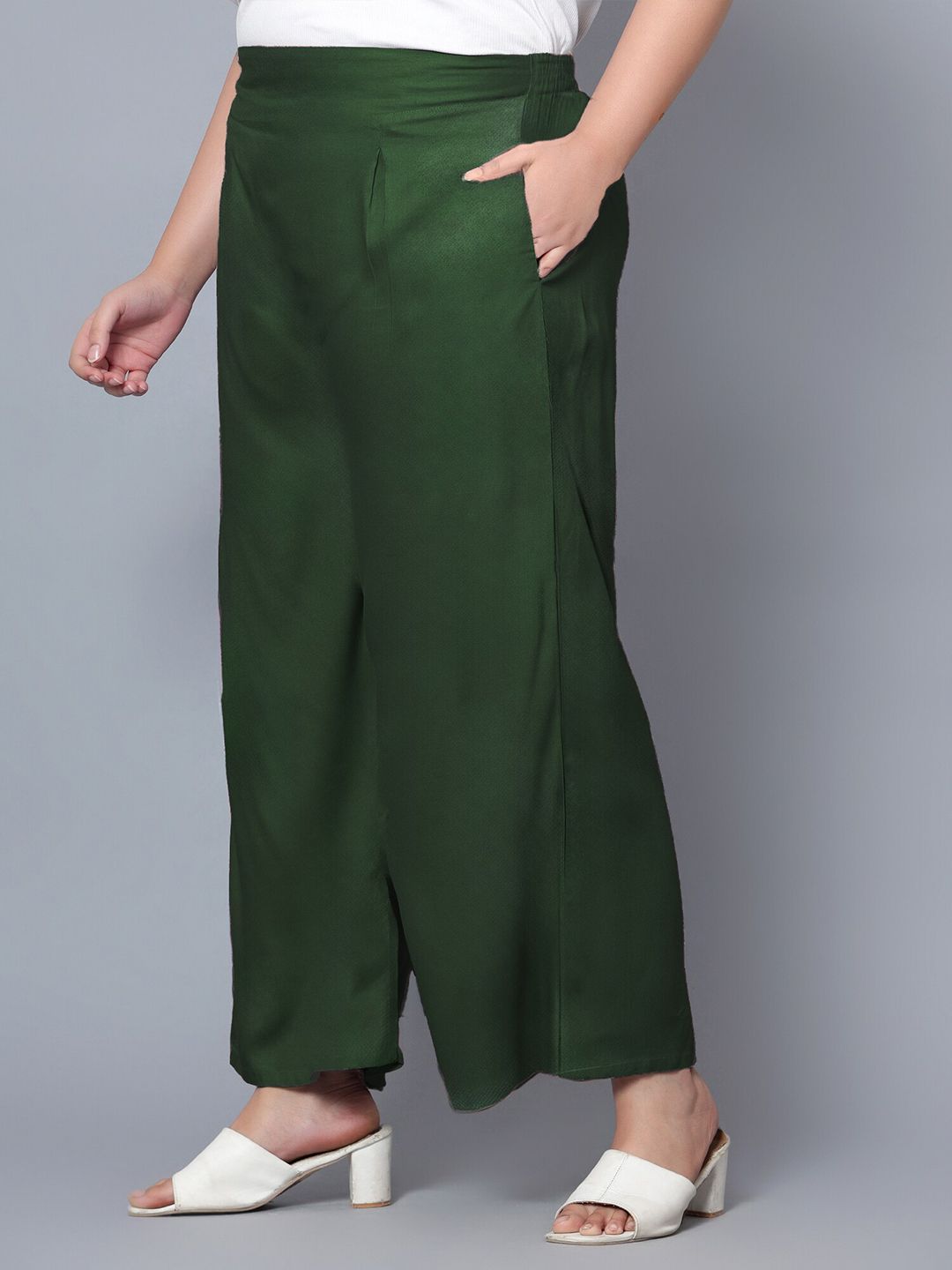 Green Plus Size Trousers — view 3